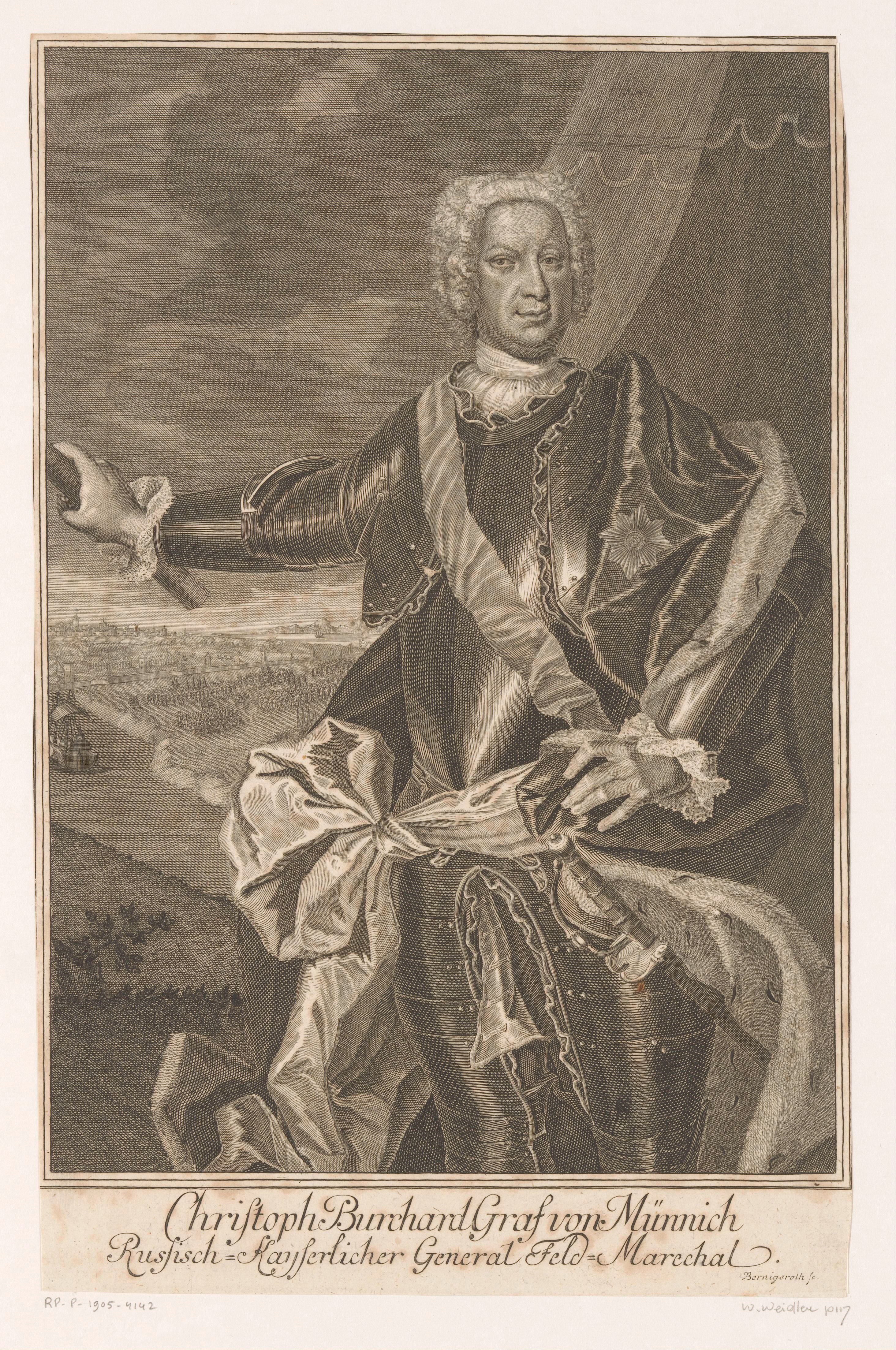 Portret van Burchard Christoph Graf von Münnich