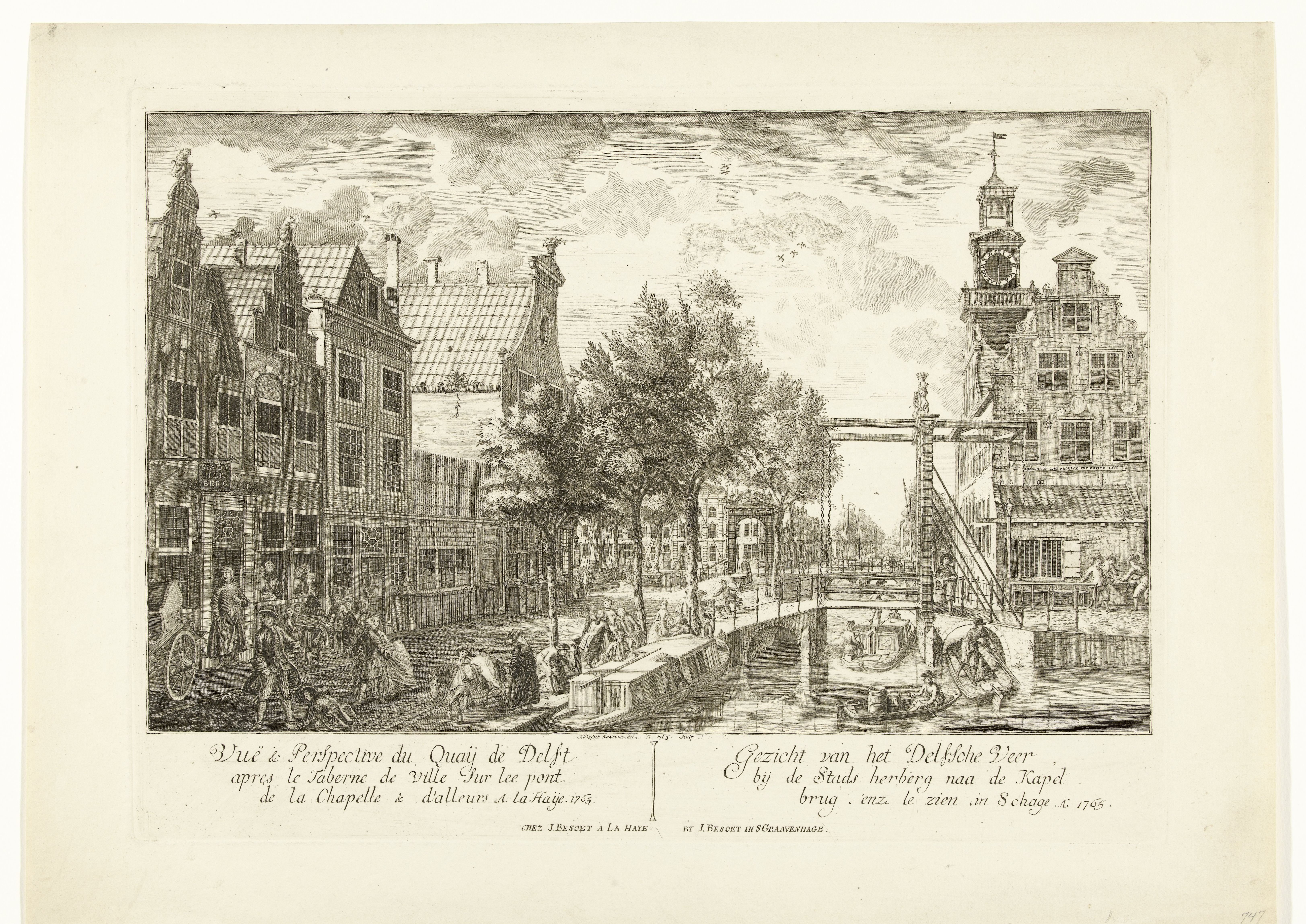 Stadsgezicht met het Zieken en Oude Vrouwenhuis en Kinderhuis aan het Spui te Den Haag