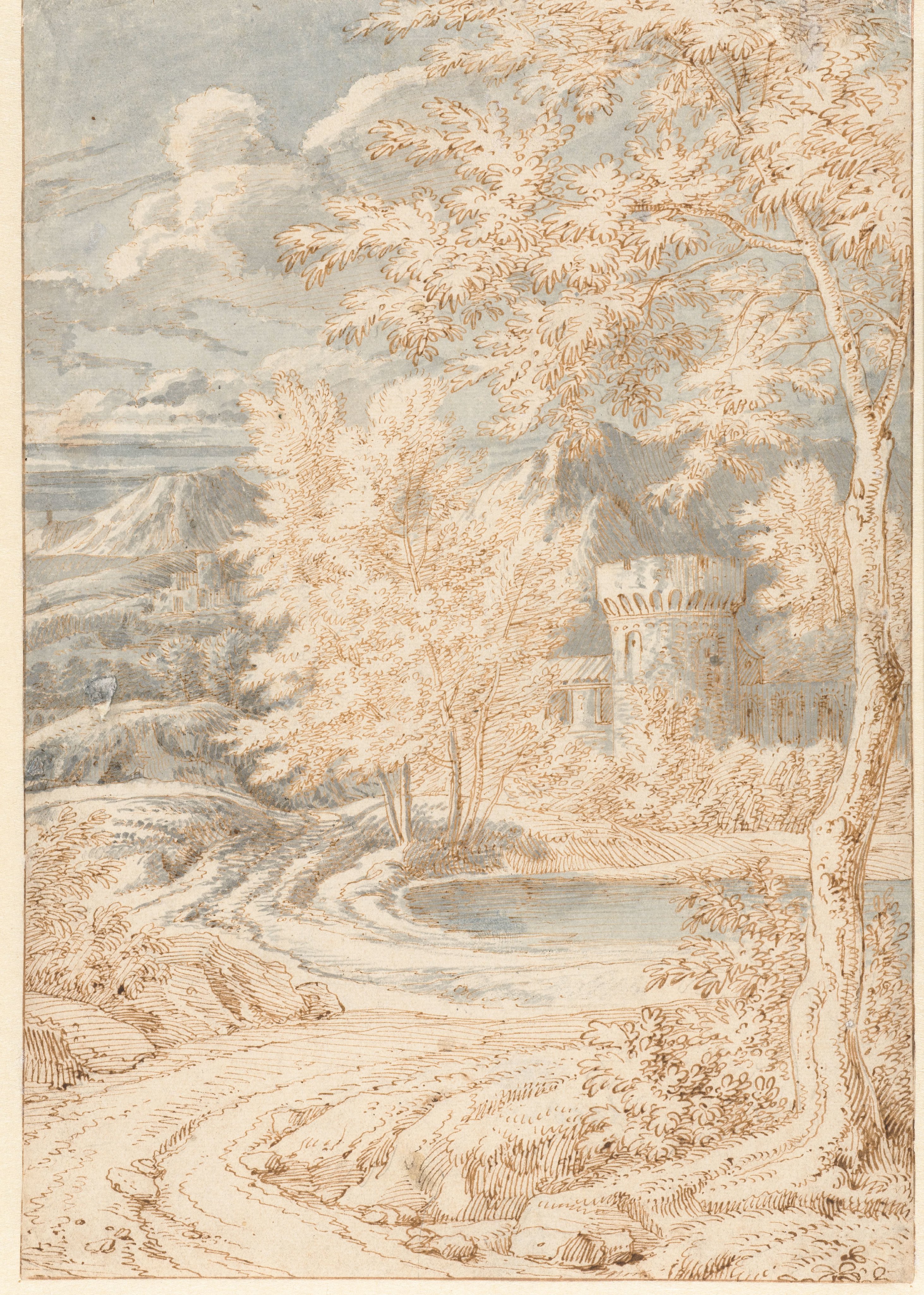 Arcadian Mountain Landscape with a Round Tower