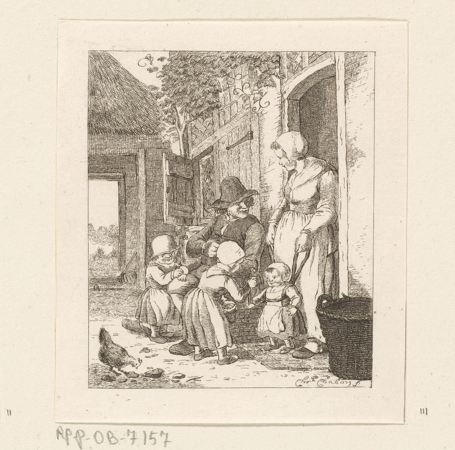 Gezin voor een huis