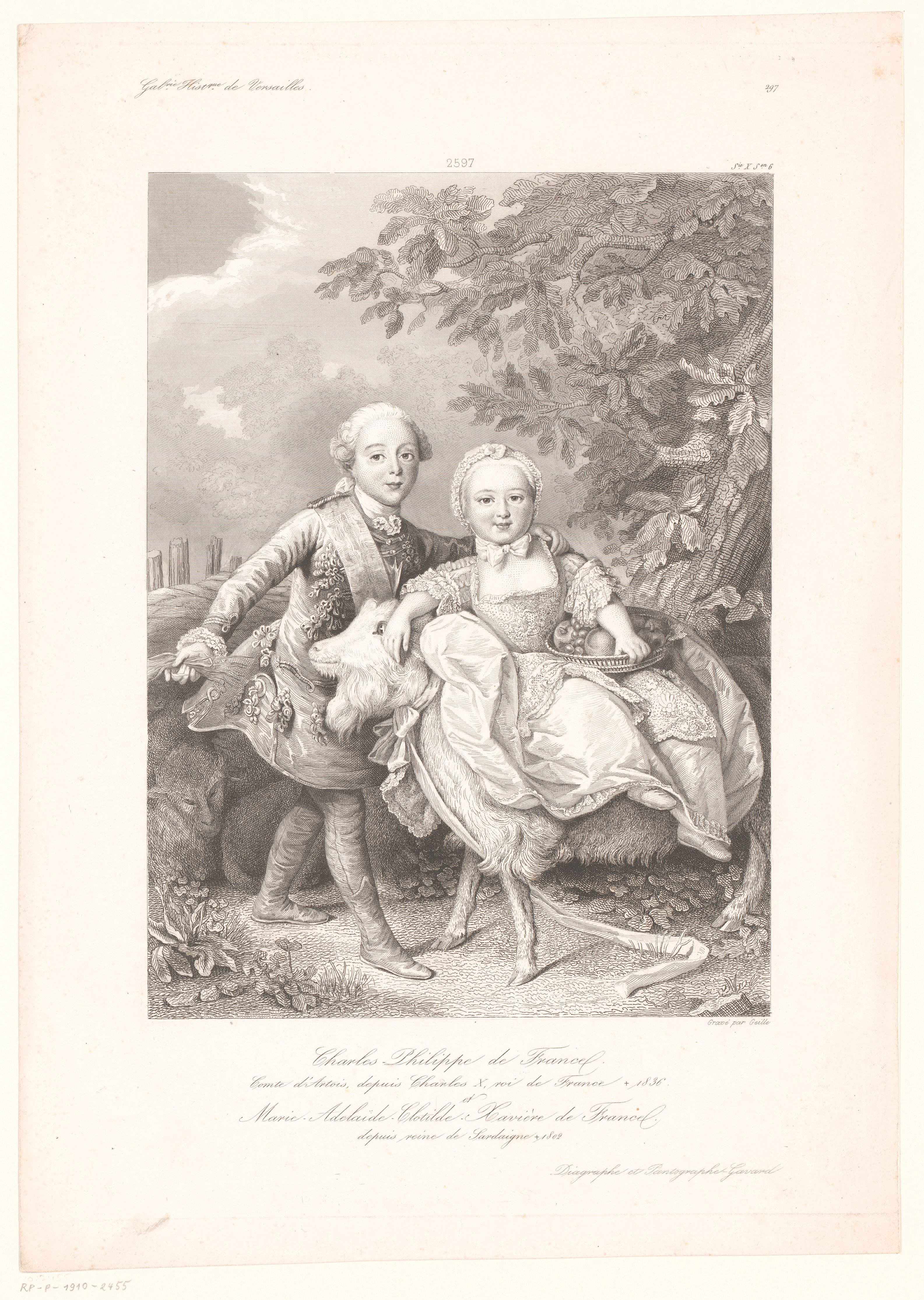 Portret van Karel X van Frankrijk en Clothilde van Frankrijk als kinderen