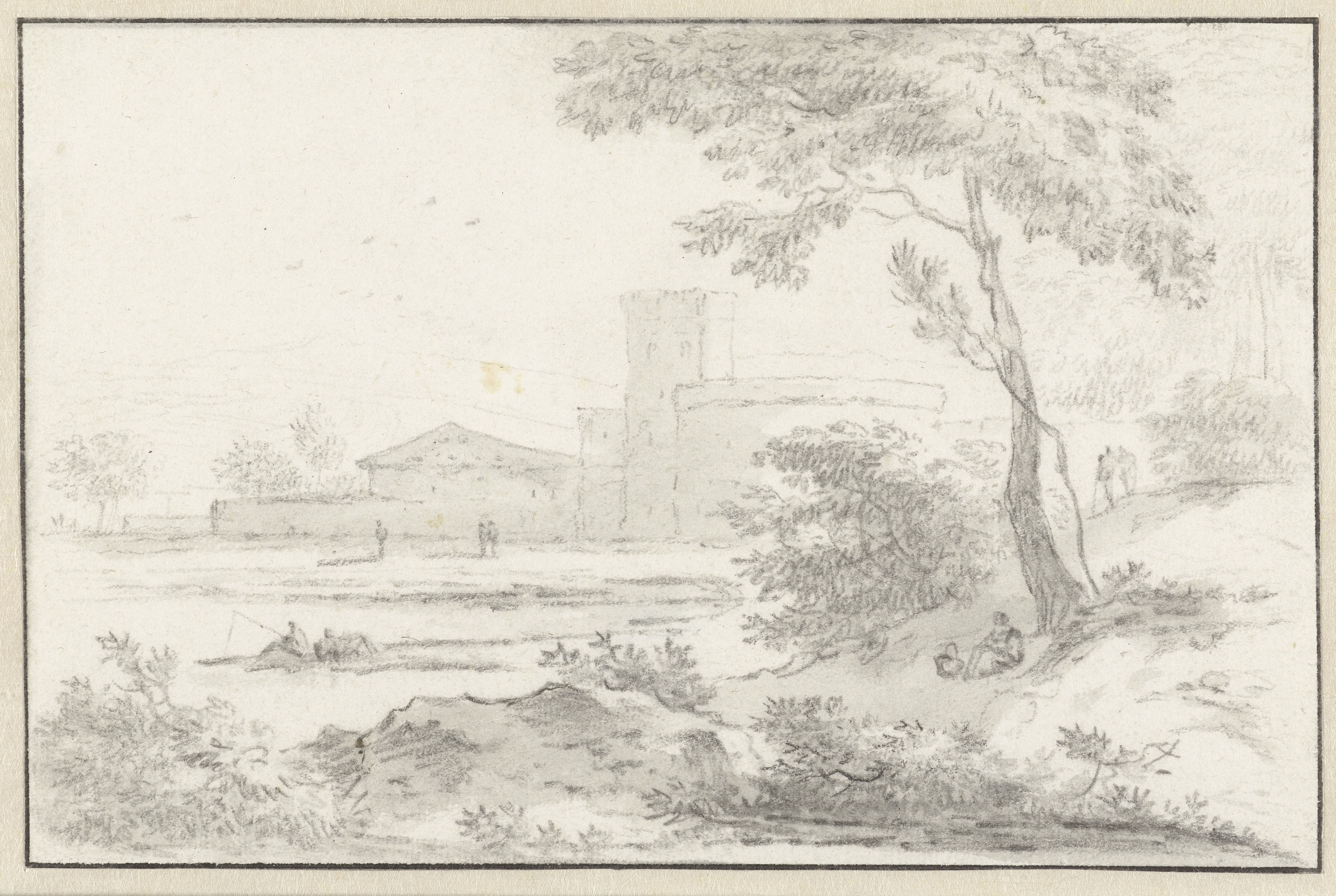 Italianate Landscape with Fortified Building in the Background