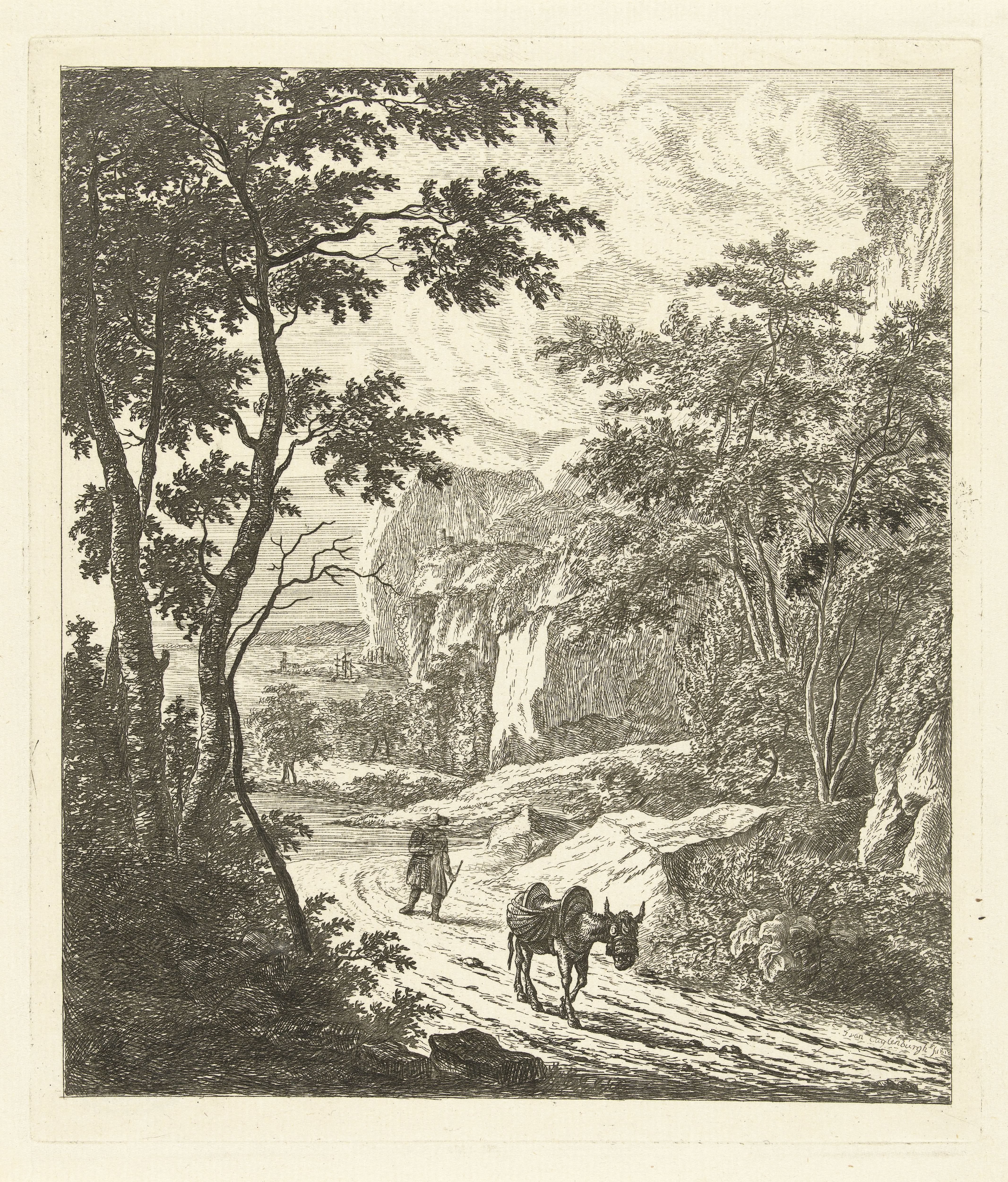 Landschap met ezeldrijver