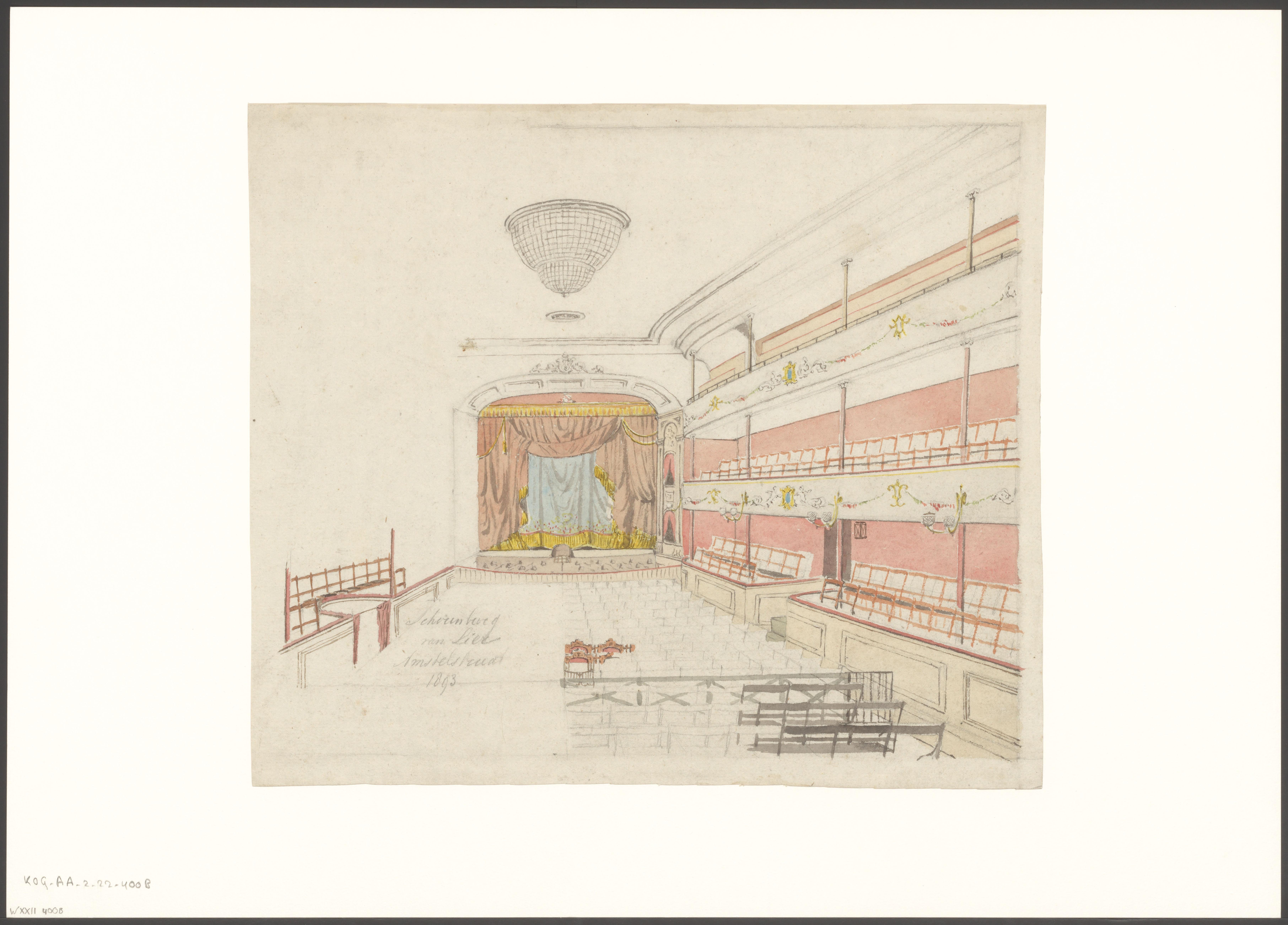 Interieur van de Grand Théâtre des Variétés aan de Amstelstraat