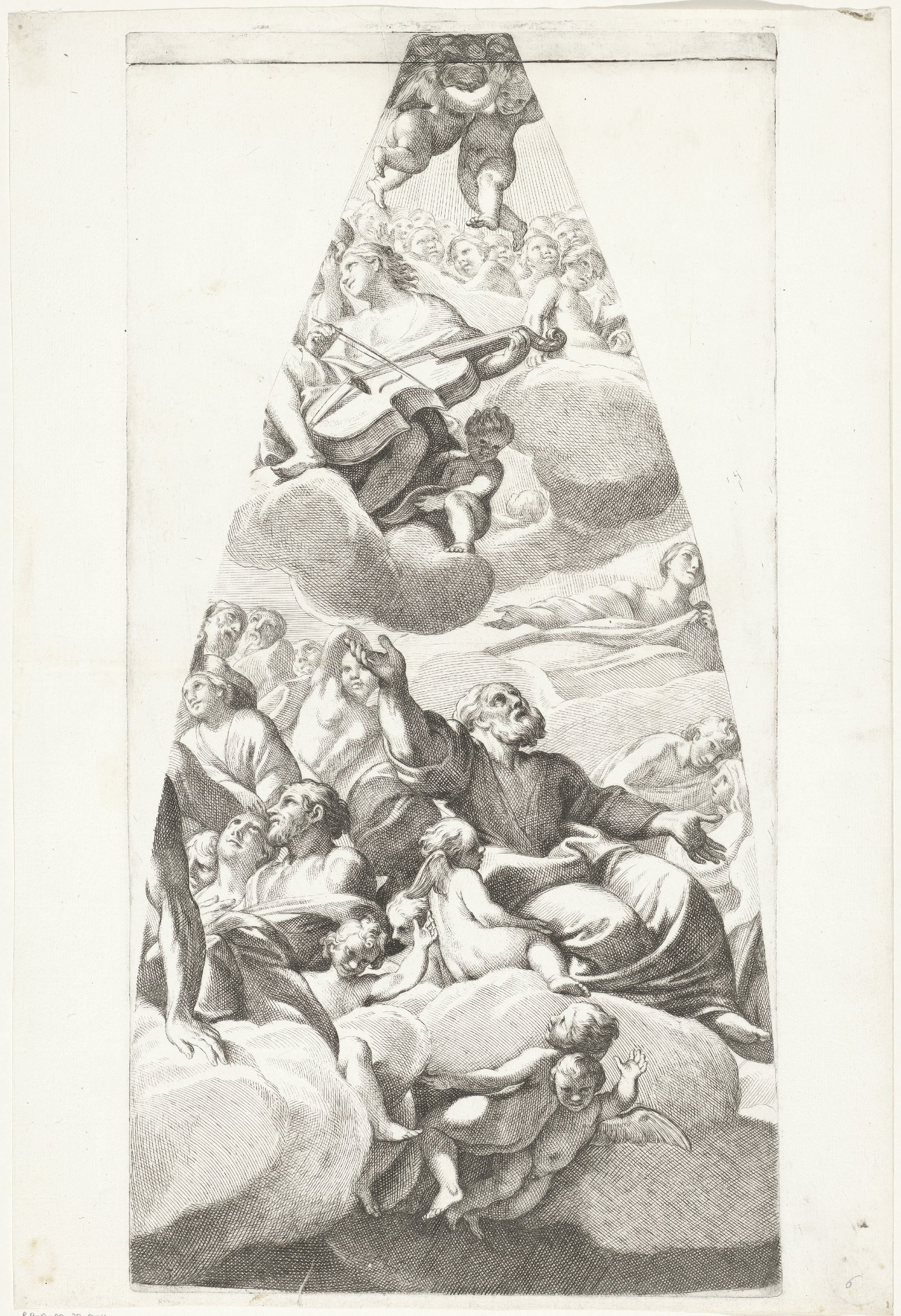 De heilige Jozef en andere heilige met cellospelende engel