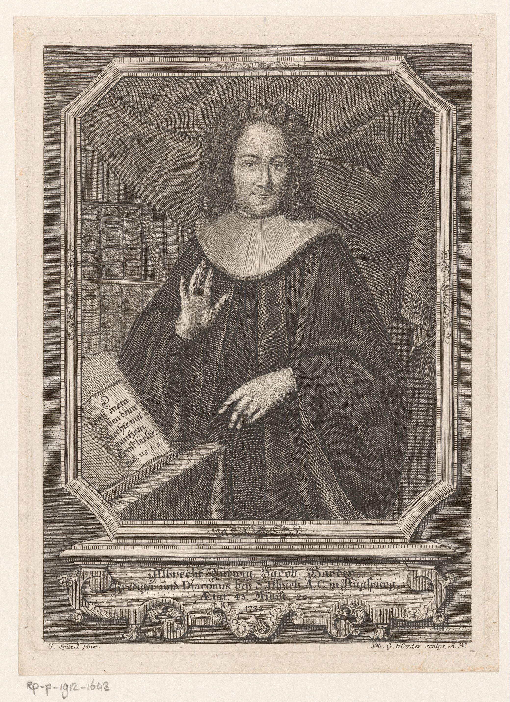 Portret van Albrecht Ludwig Jacob Harder op 45-jarige leeftijd