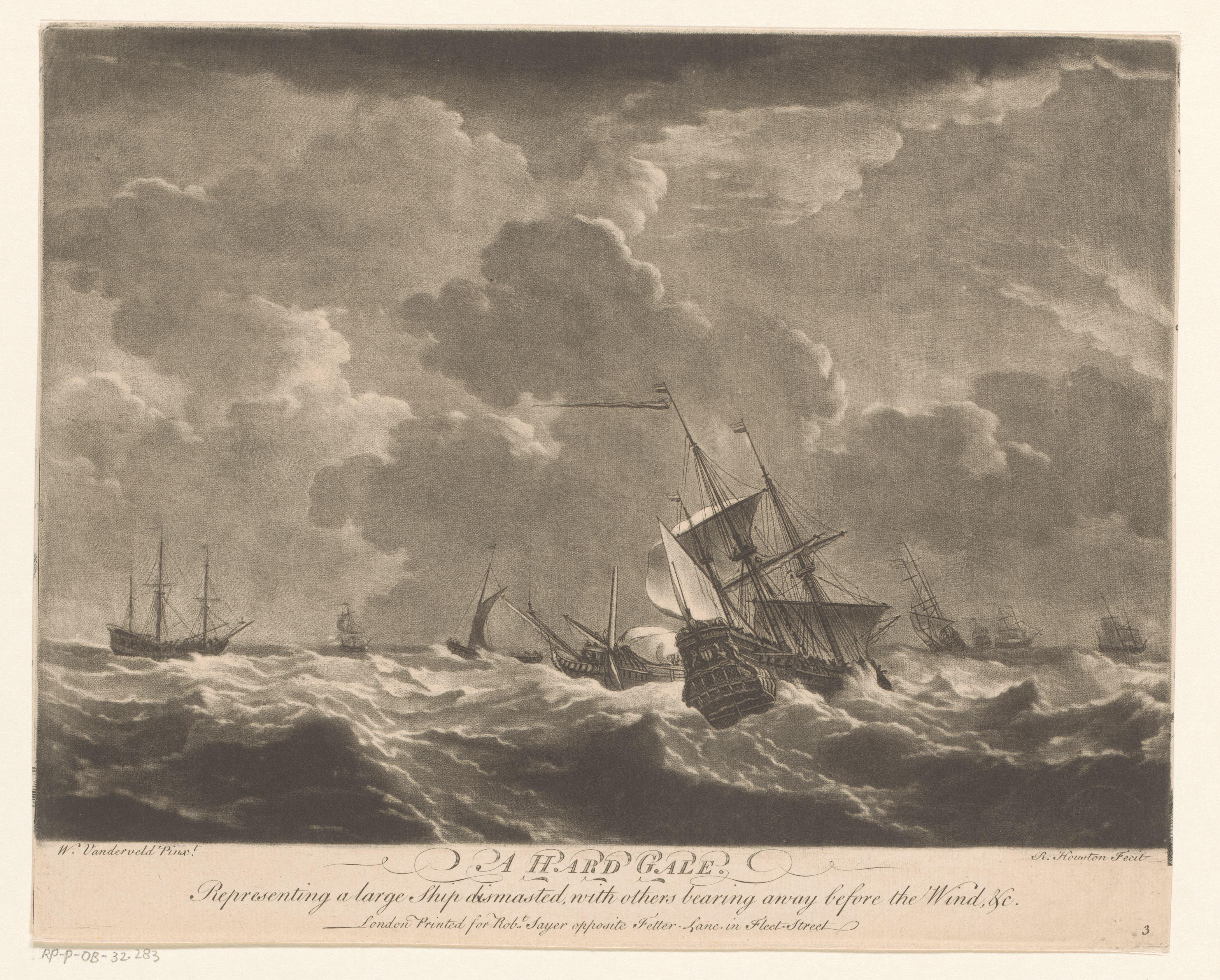 Marineschepen op hoge golven