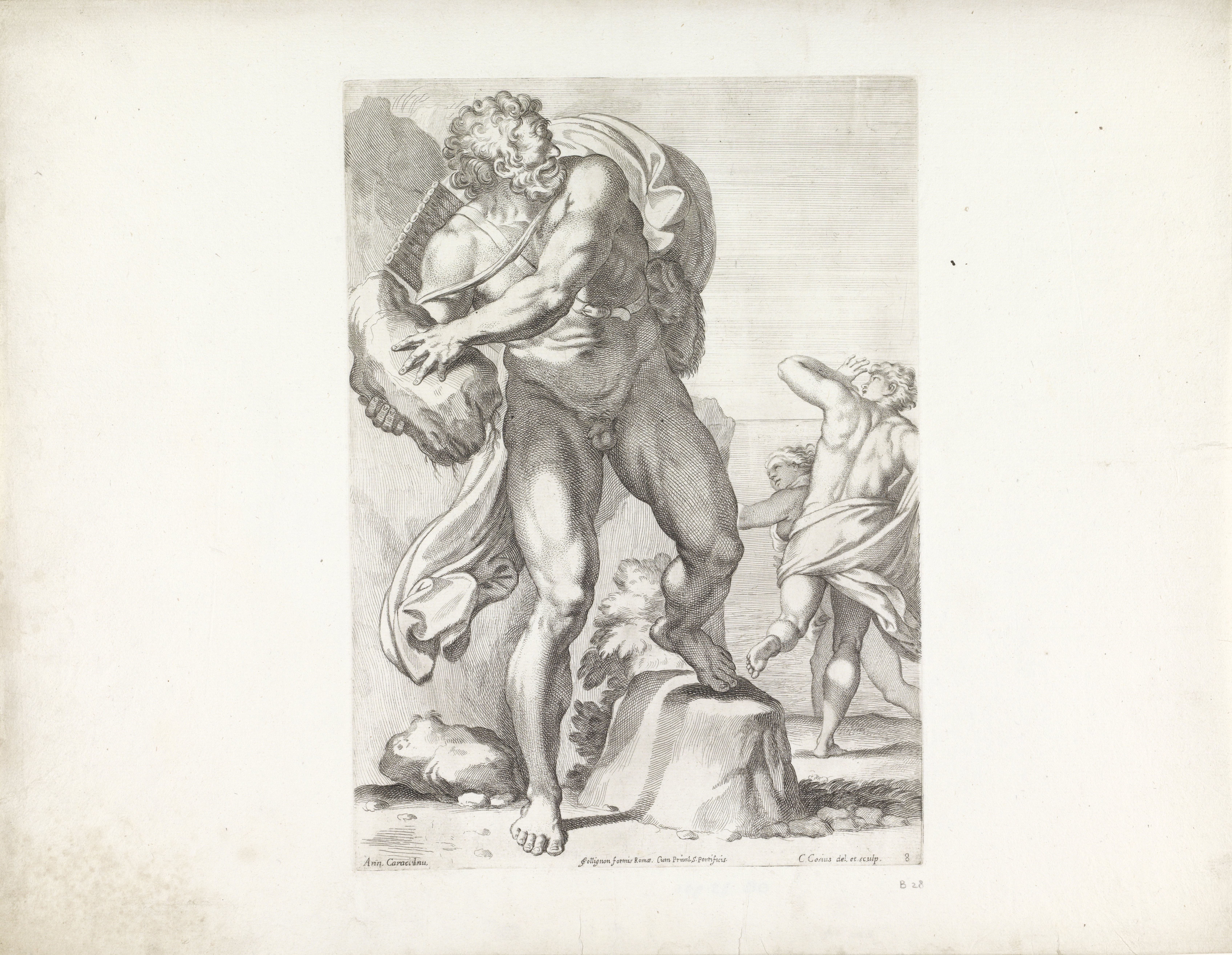 Polyphemus gooit een steen naar Acis