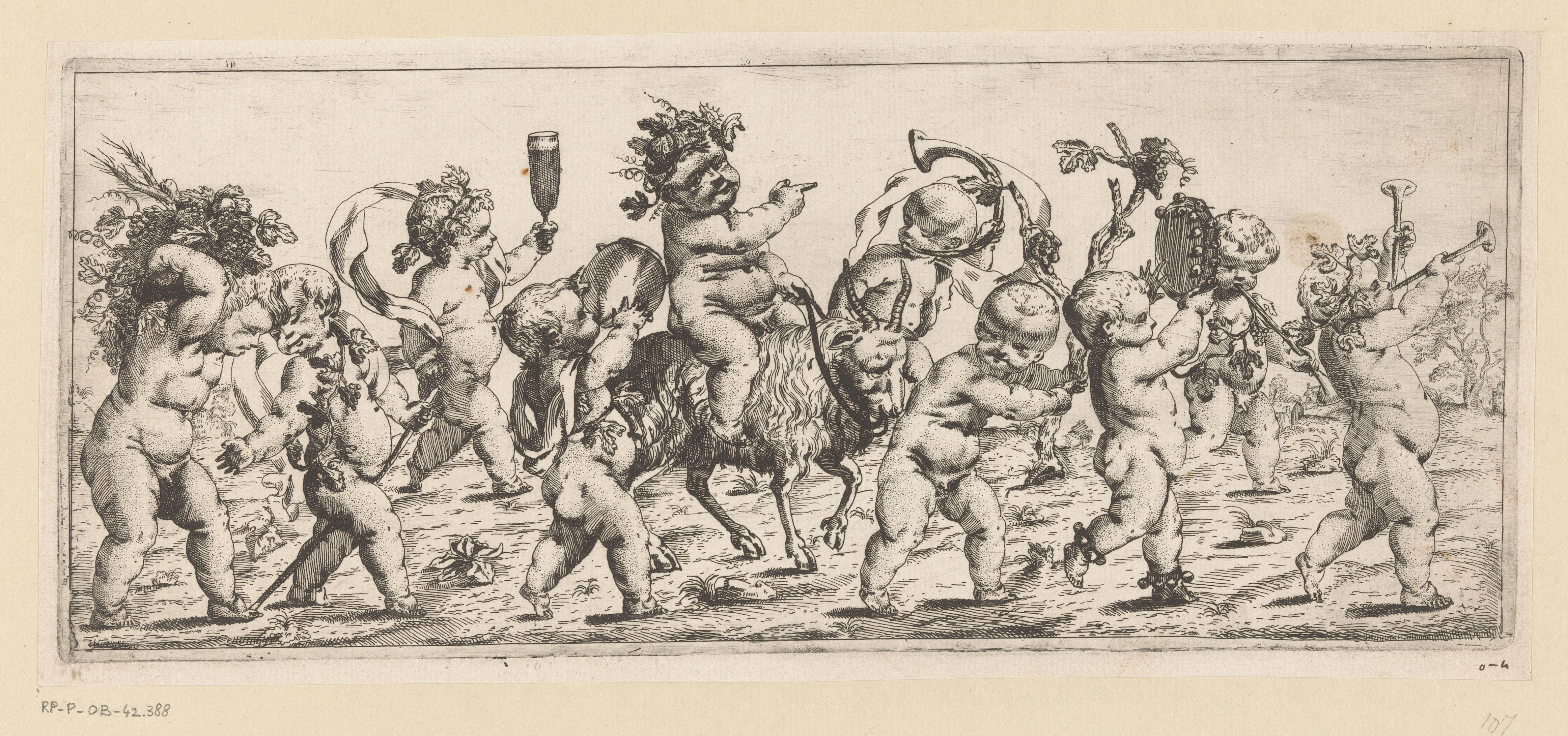 Bacchantische optocht met putti