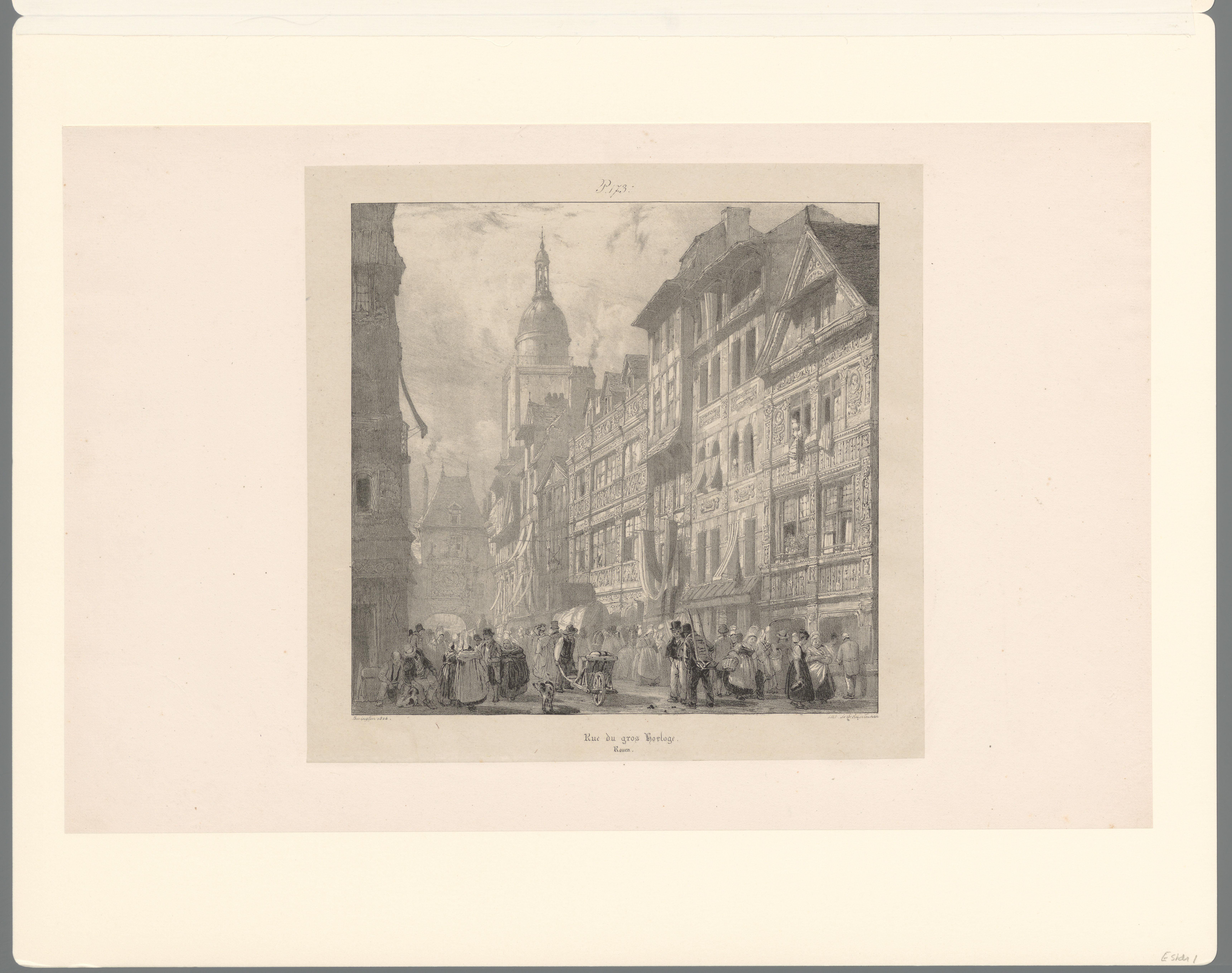 Gezicht op de Rue du Gros-Horloge te Rouen