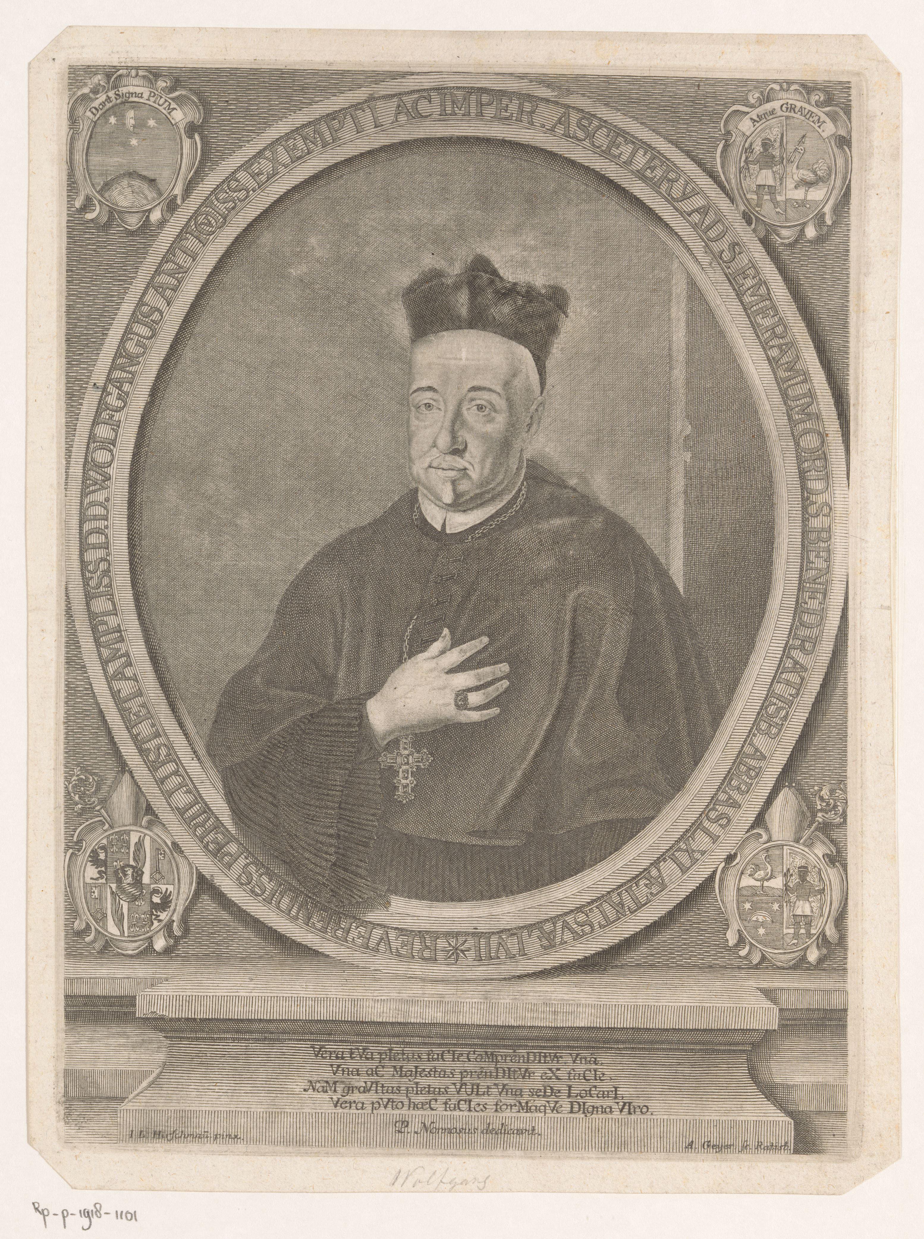 Portret van Wolfgang abt van St. Emmeran op 57-jarige leeftijd