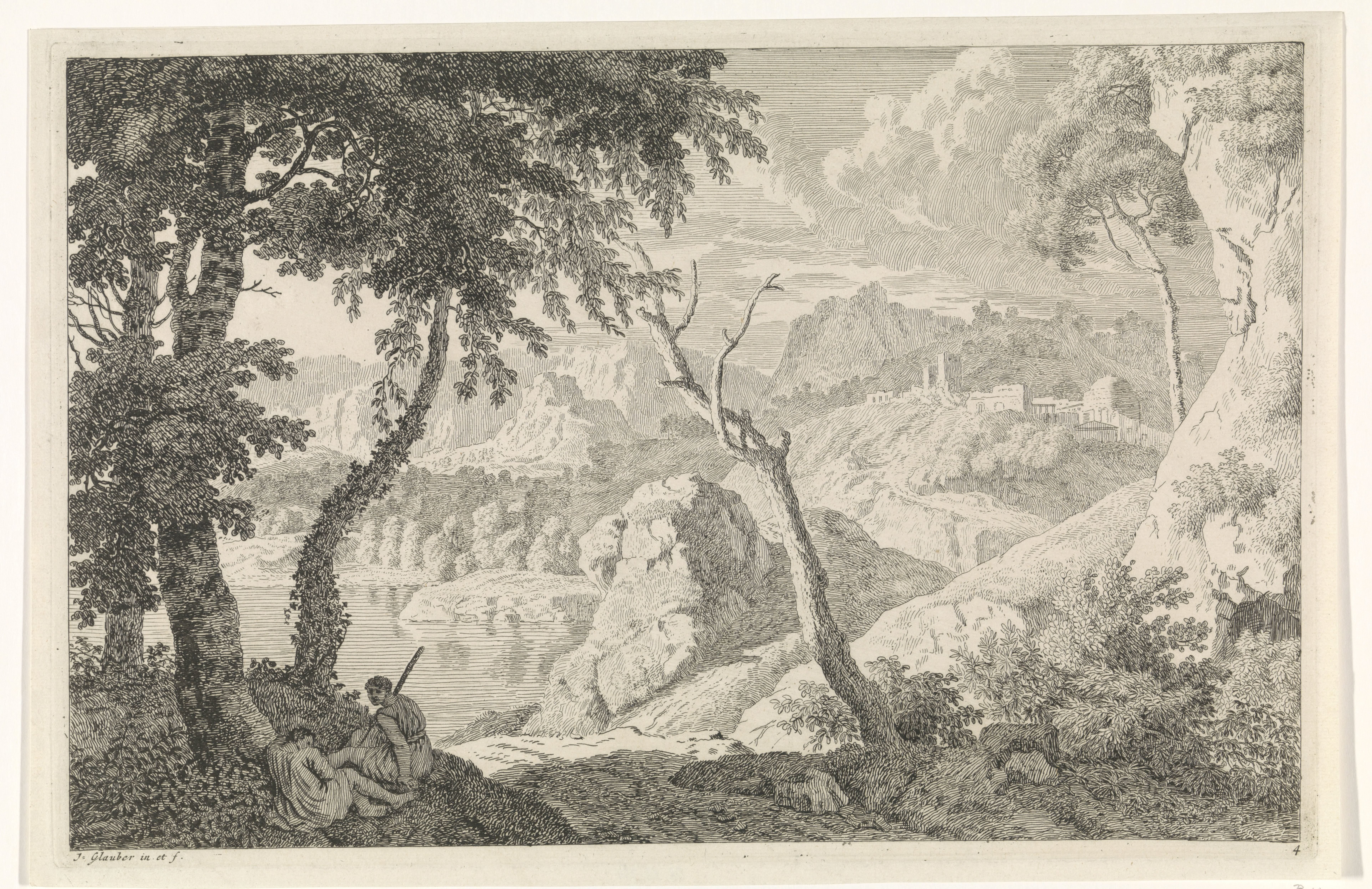 Arcadisch landschap met twee herders