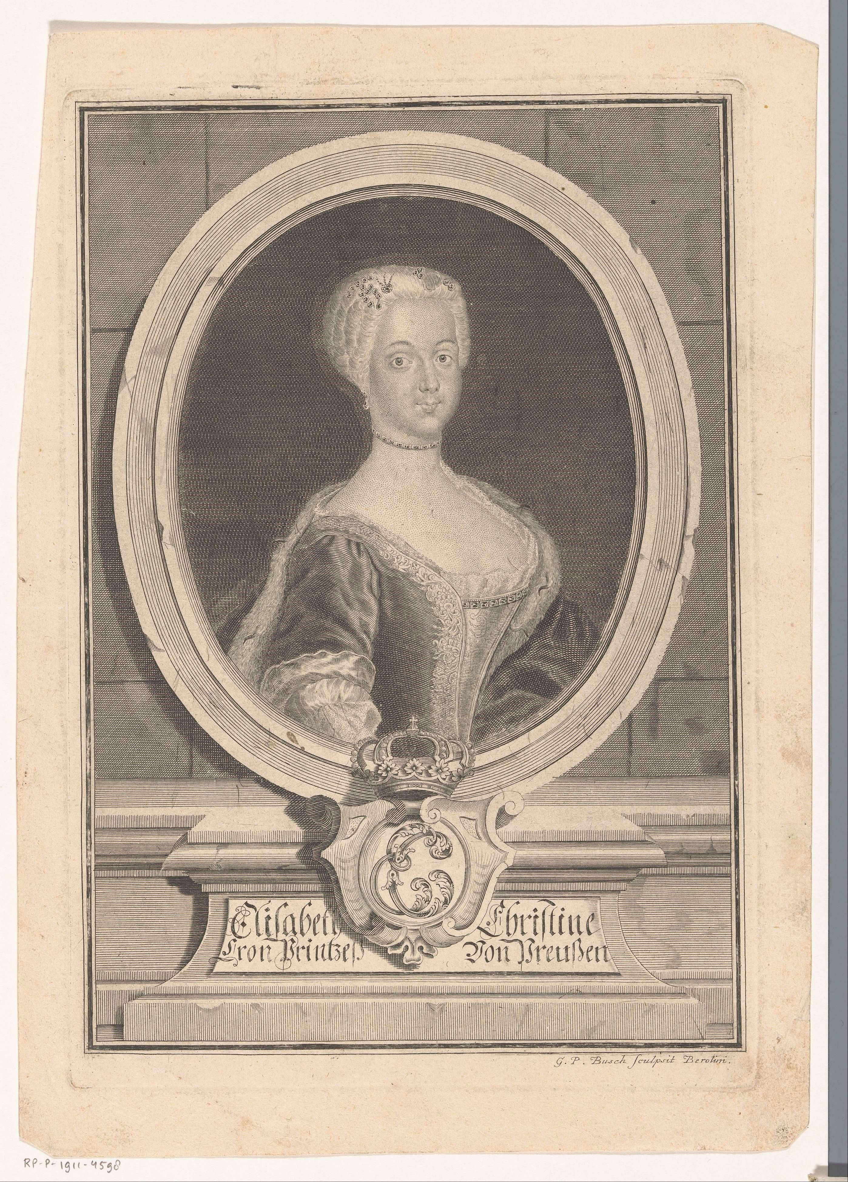 Portret van Elisabeth Christine van Brunswijk-Bevern
