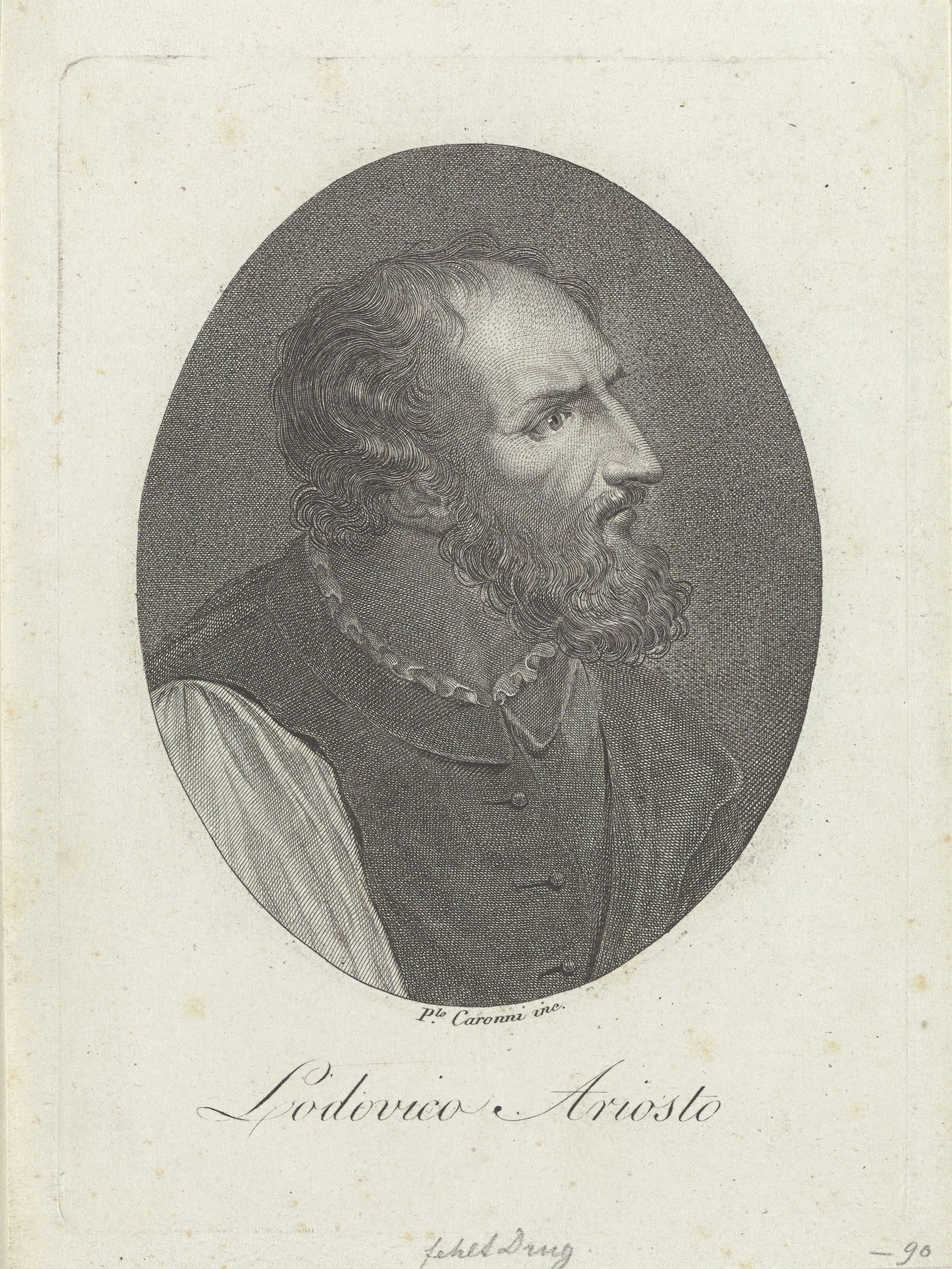 Portret van dichter en toneelschrijver Ludovico Ariosto