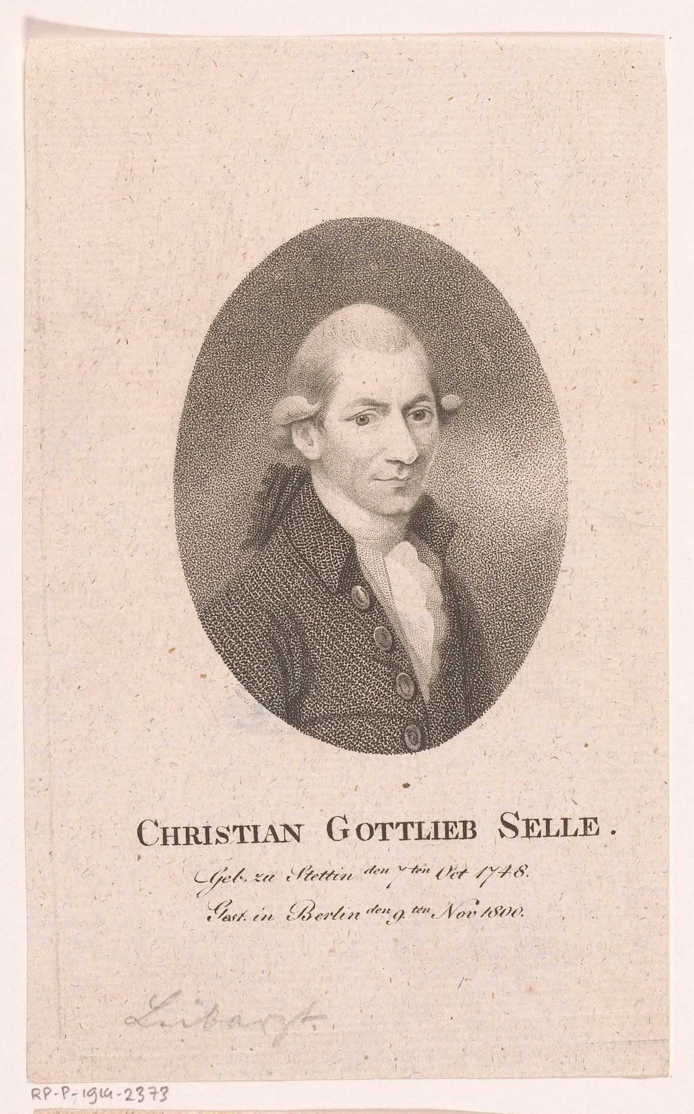 Portret van Christian Gottlieb Selle