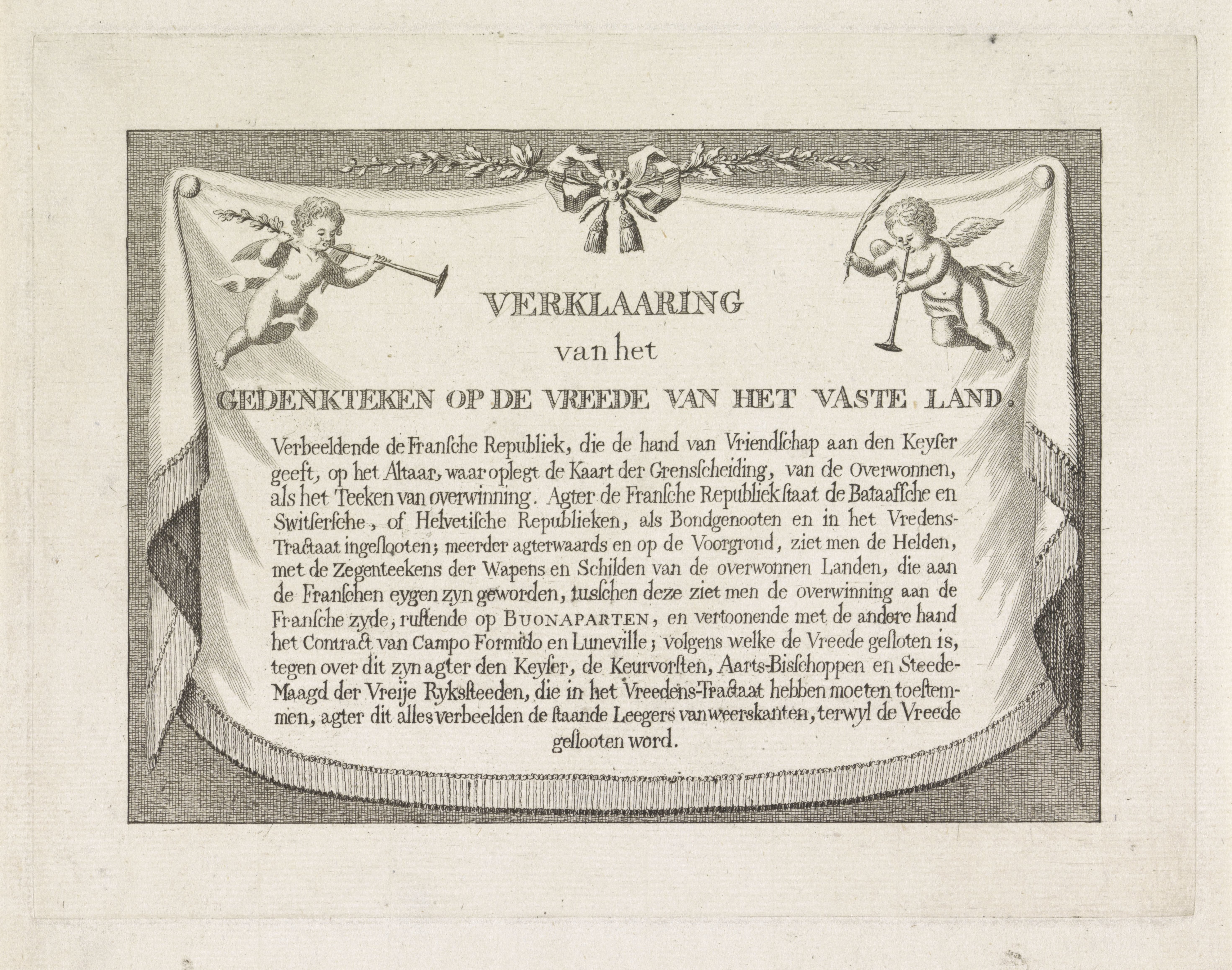 Verklaring van de prent met de Allegorie op de Vrede van Campo Formio, 1797