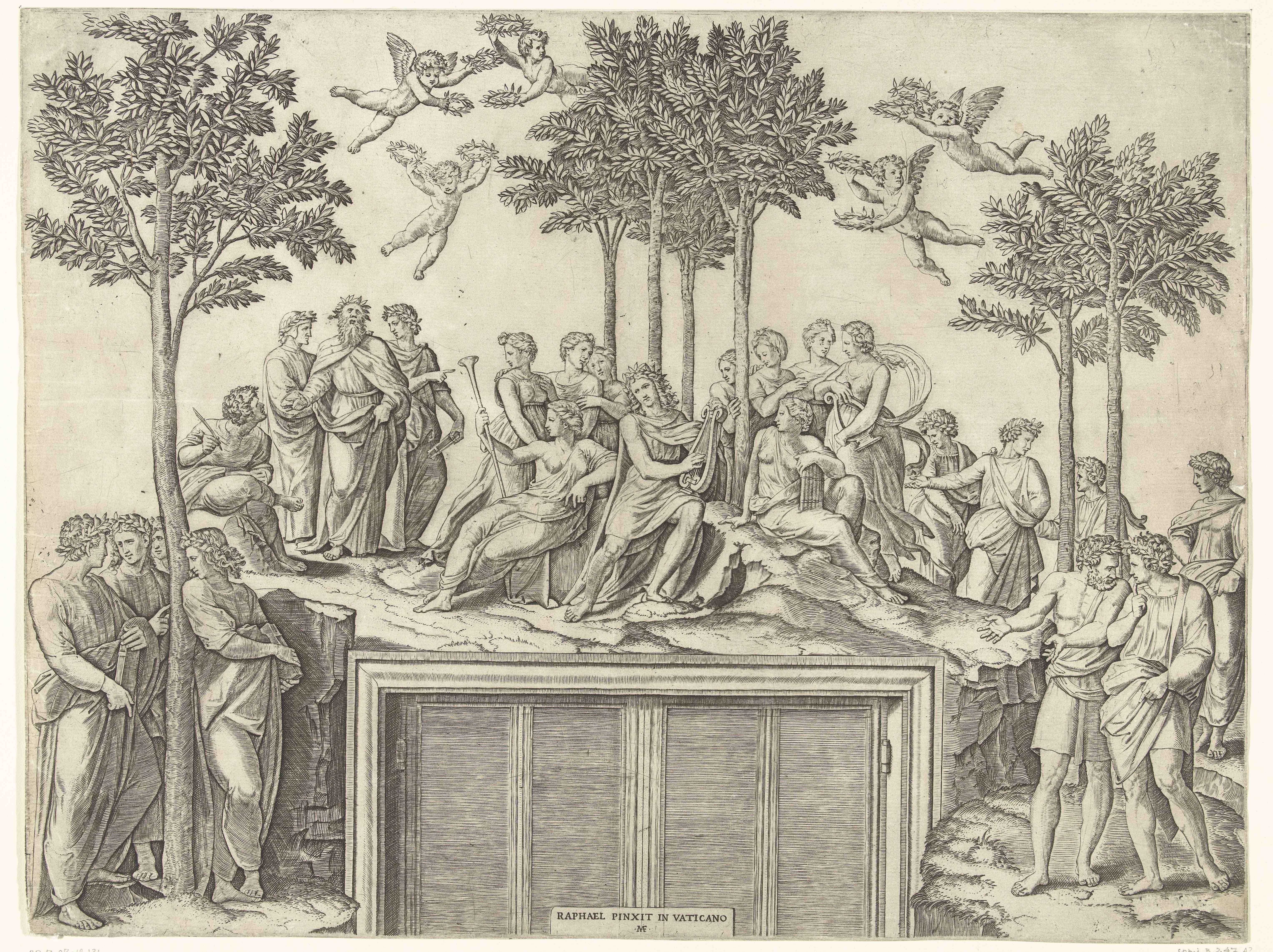 Apollo en muzen op berg Parnassus