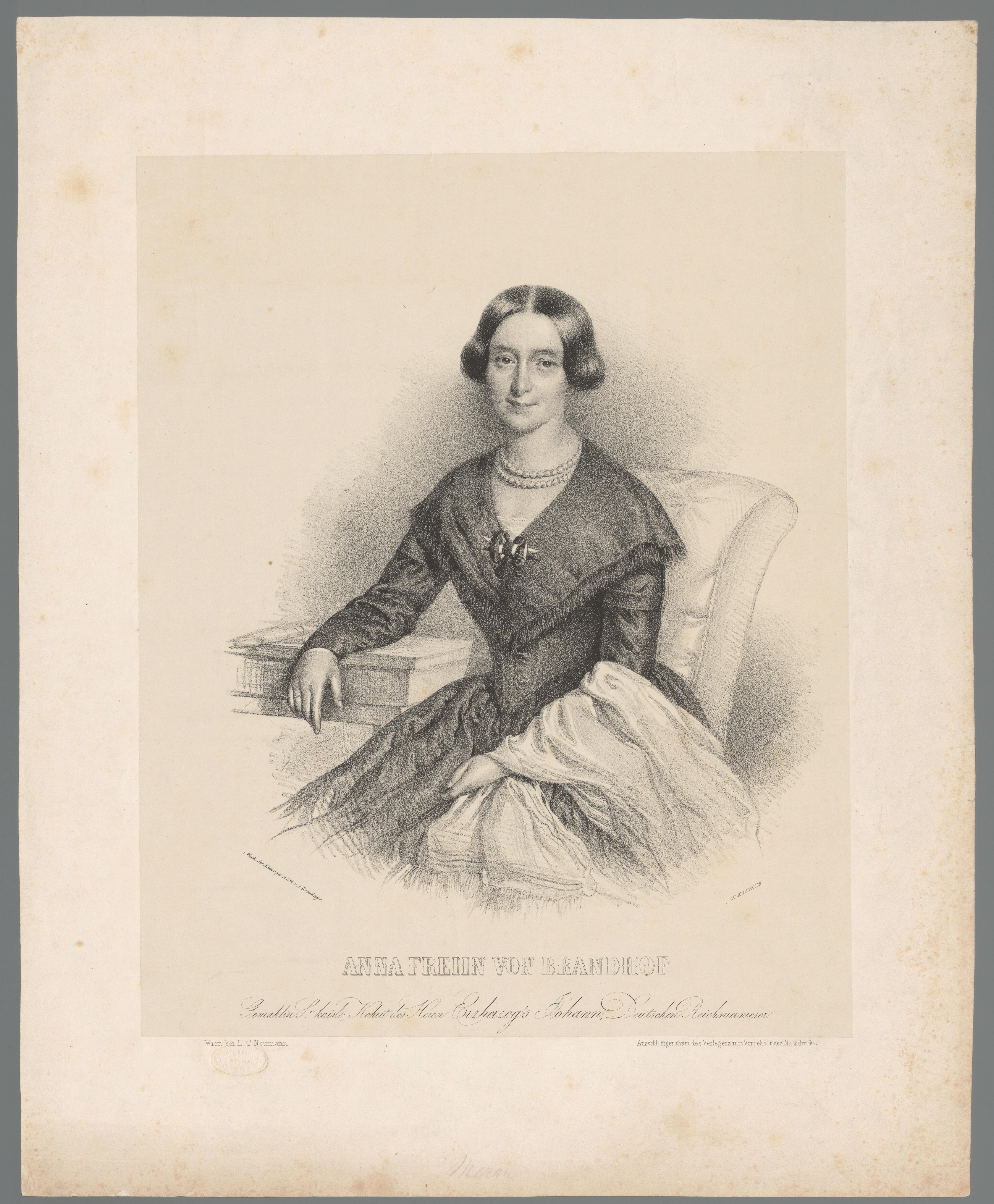 Portret van Anna Plochl, barones von Brandhofen, gravin van Meran