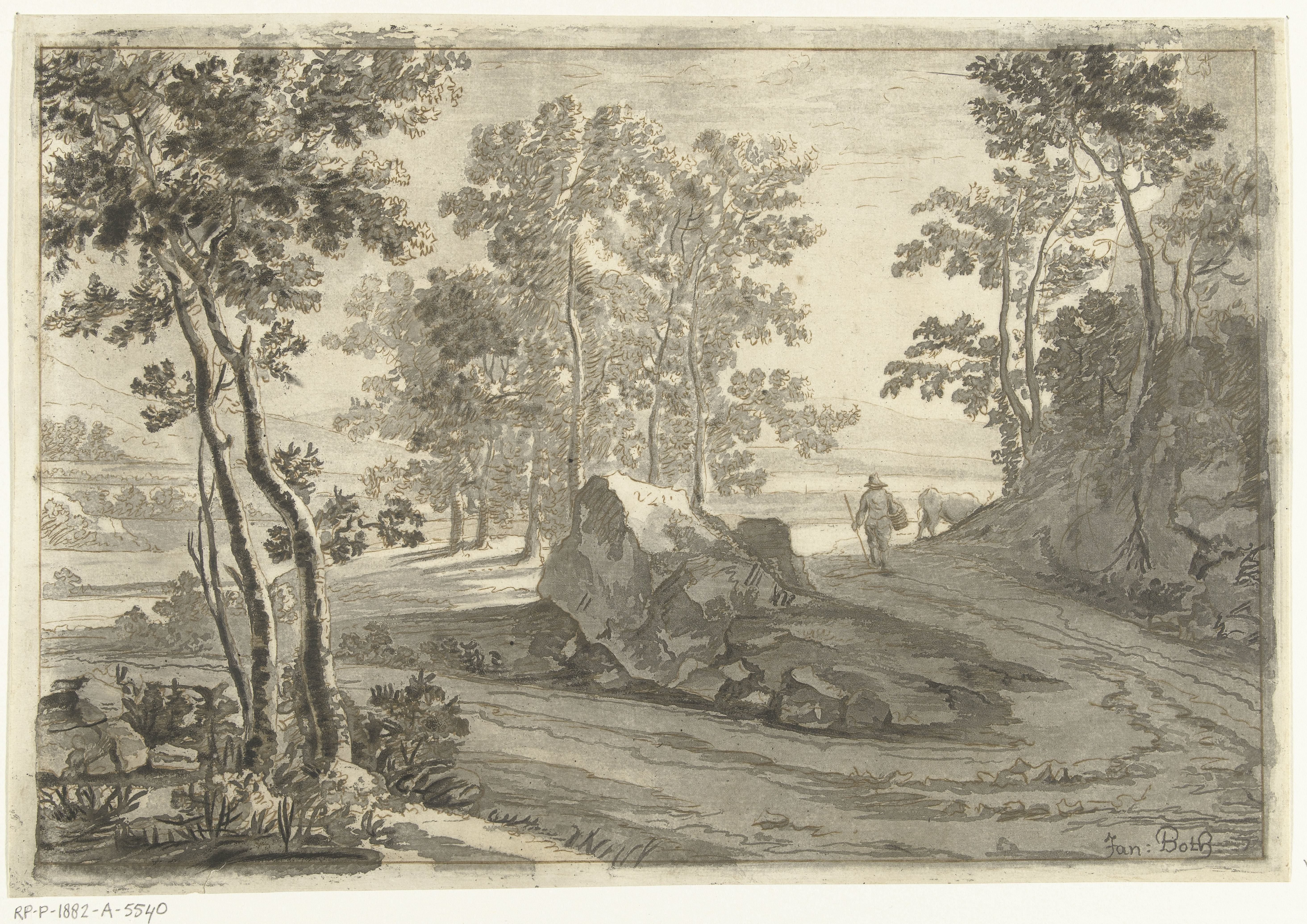 Boomrijk landschap met veedrijver