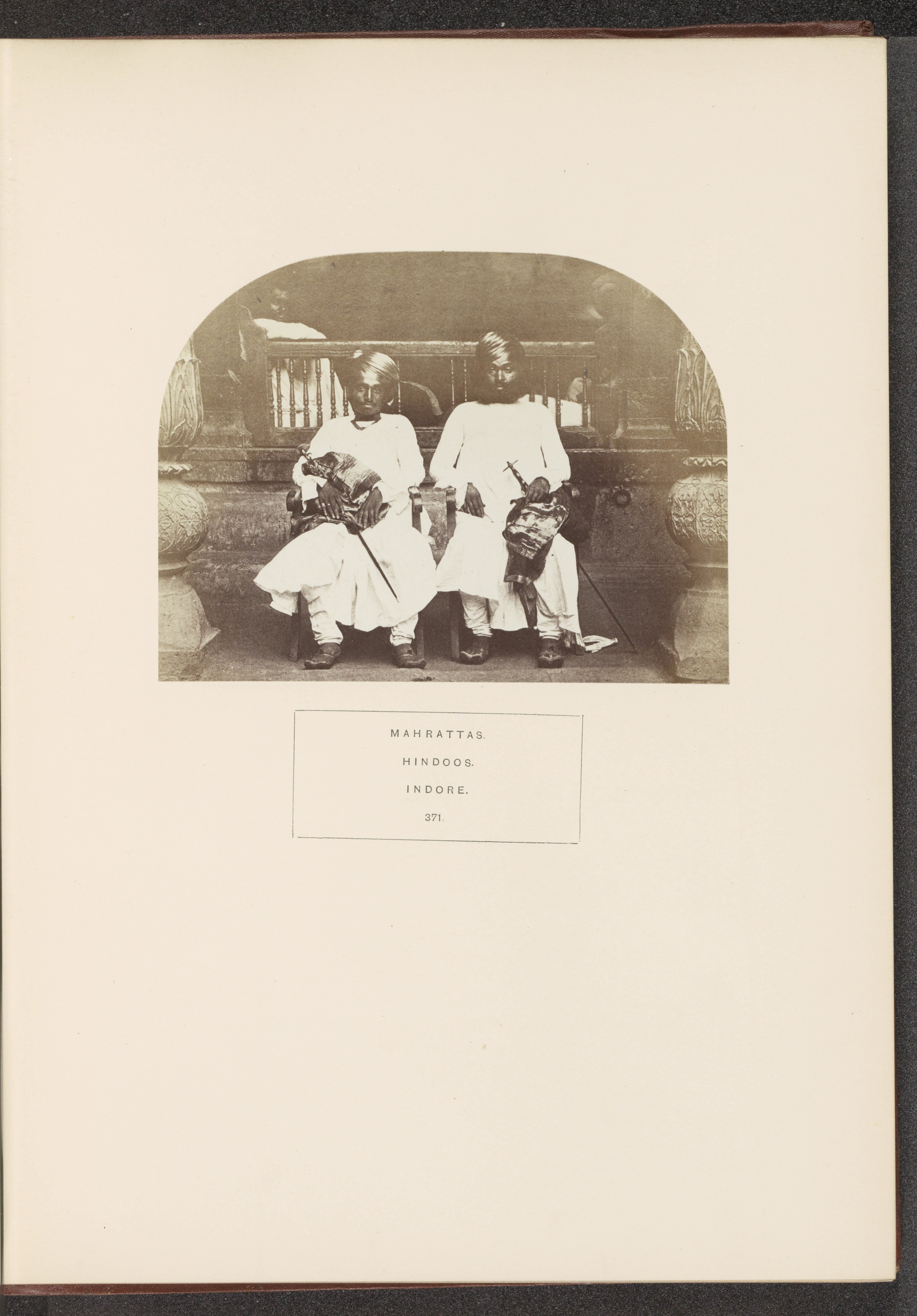 Portrait of two unknown men from the Maratha community in the Holkar palace of Indore, Madhya Pradesh, India