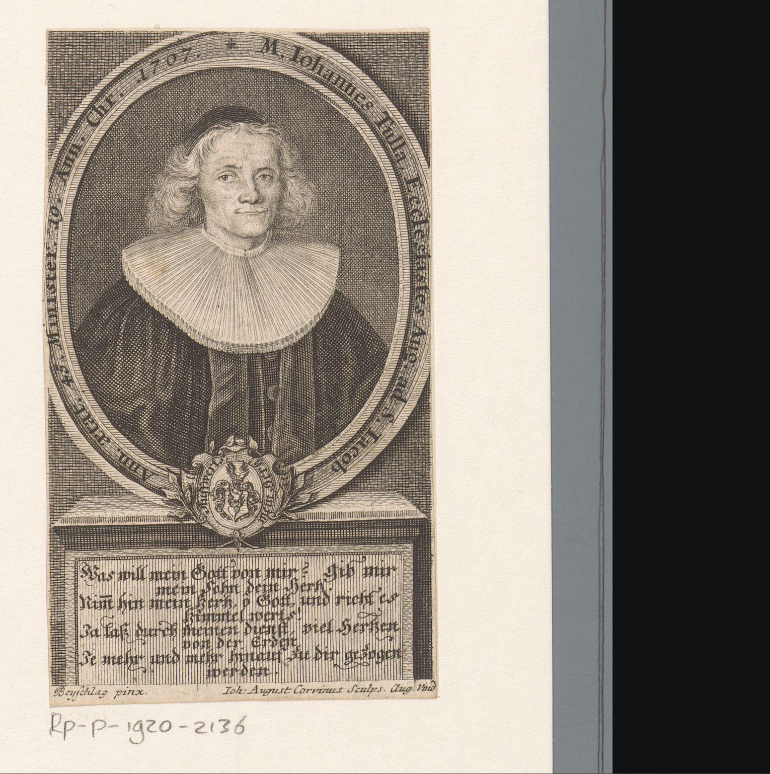 Portret van Johannes Tulla op 45-jarige leeftijd