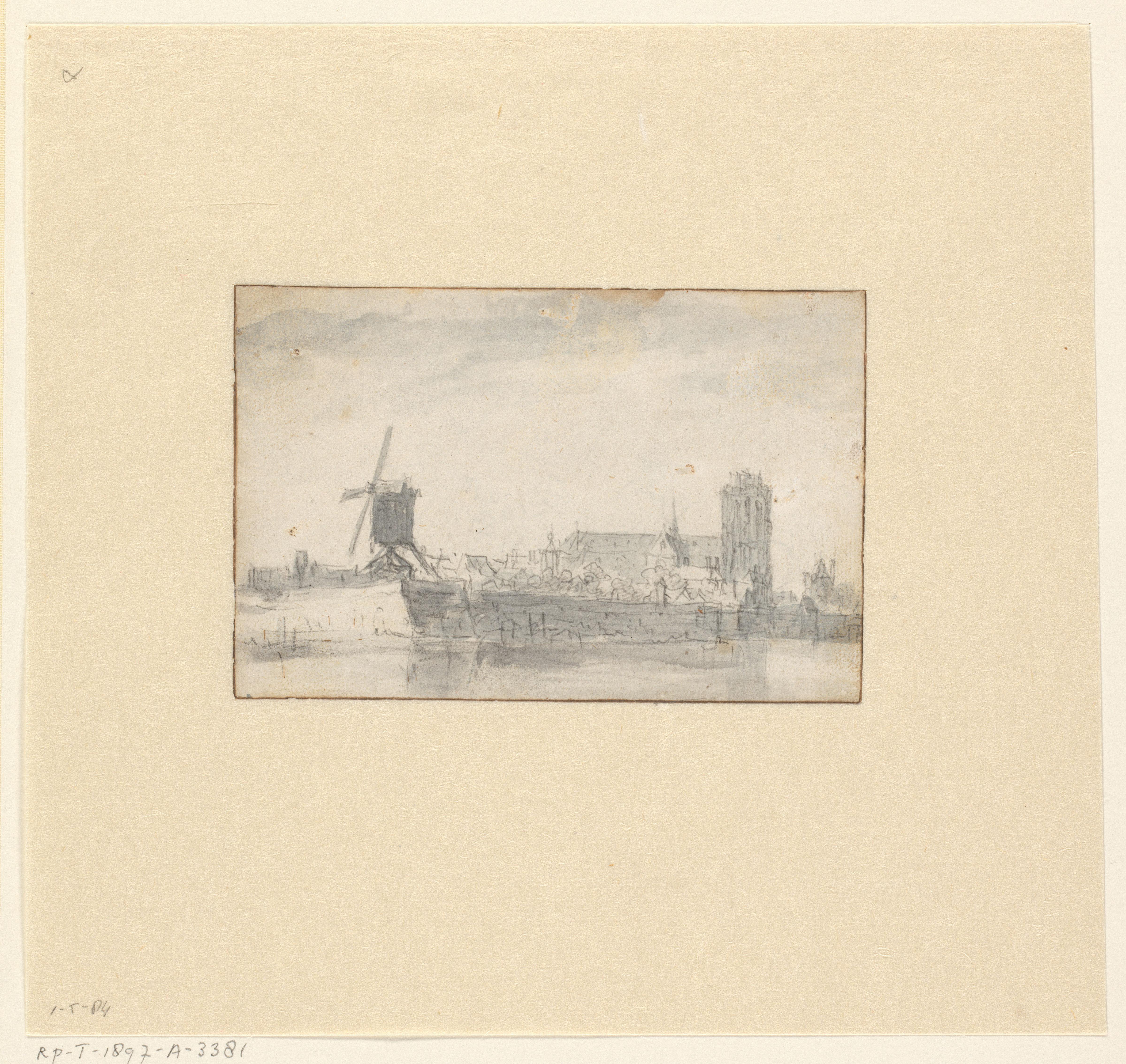 Gezicht op Dordrecht vanaf het water