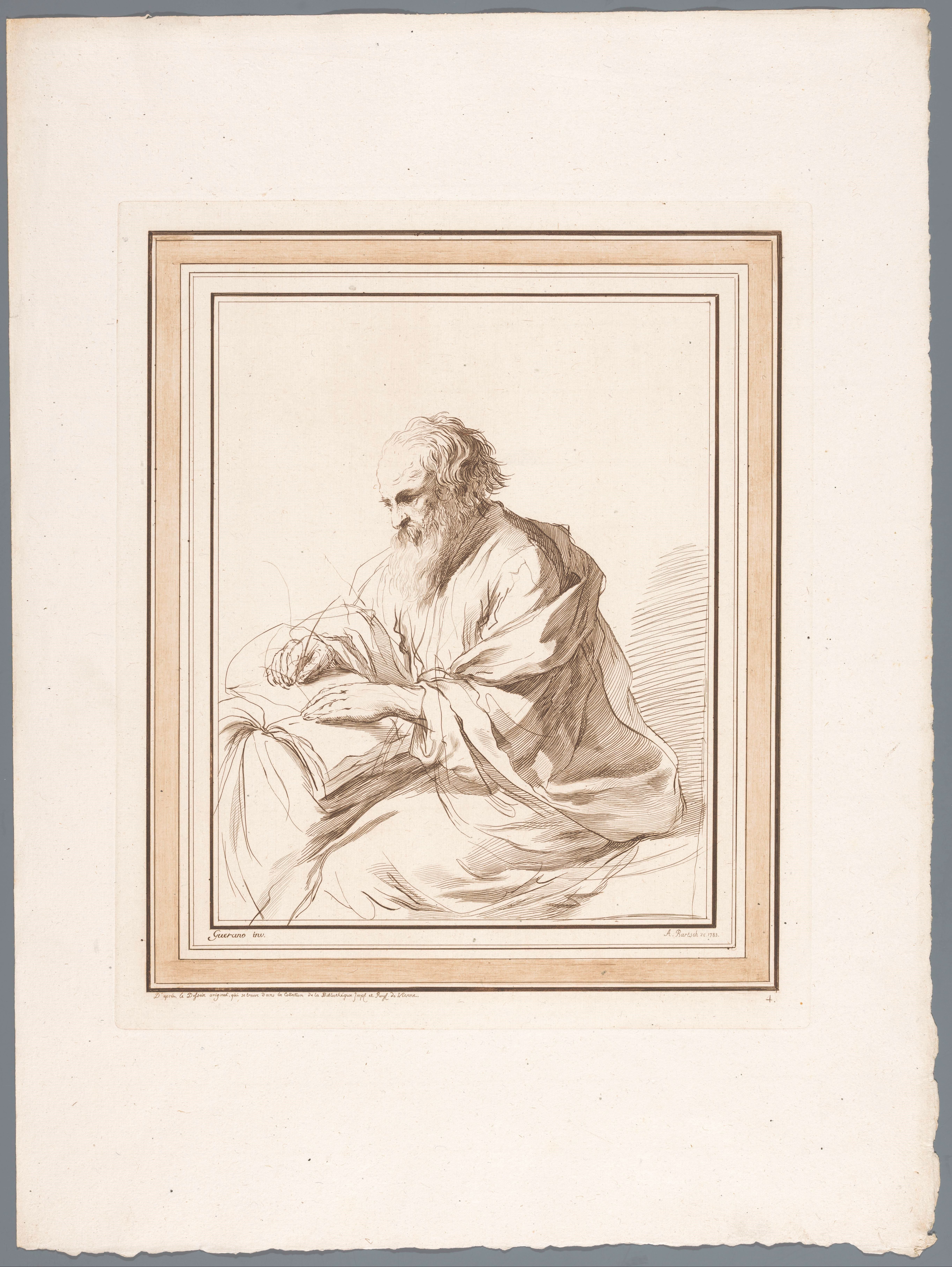 Zittende oude man, schrijvend in een boek