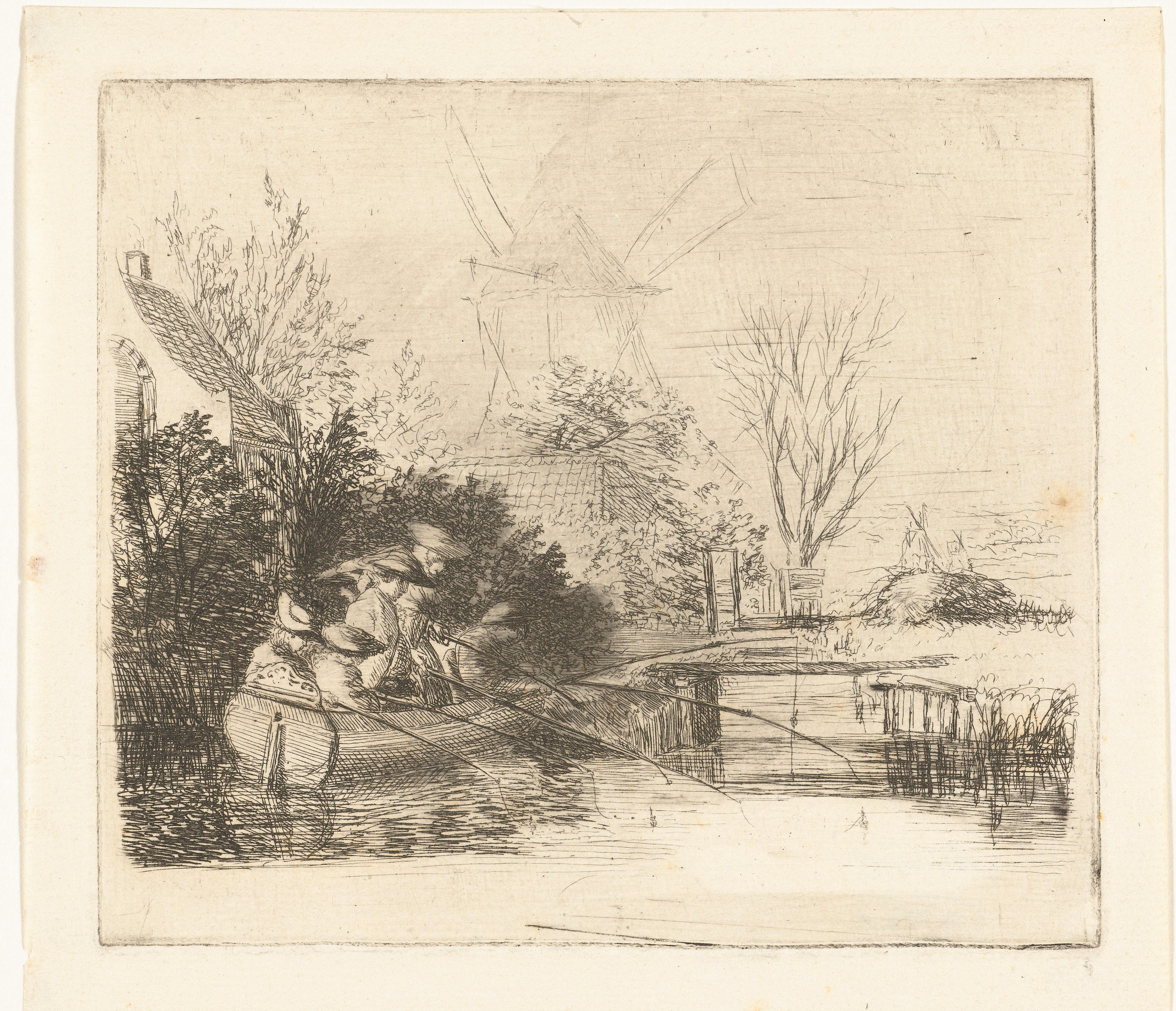 Hengelaars bij een rivier