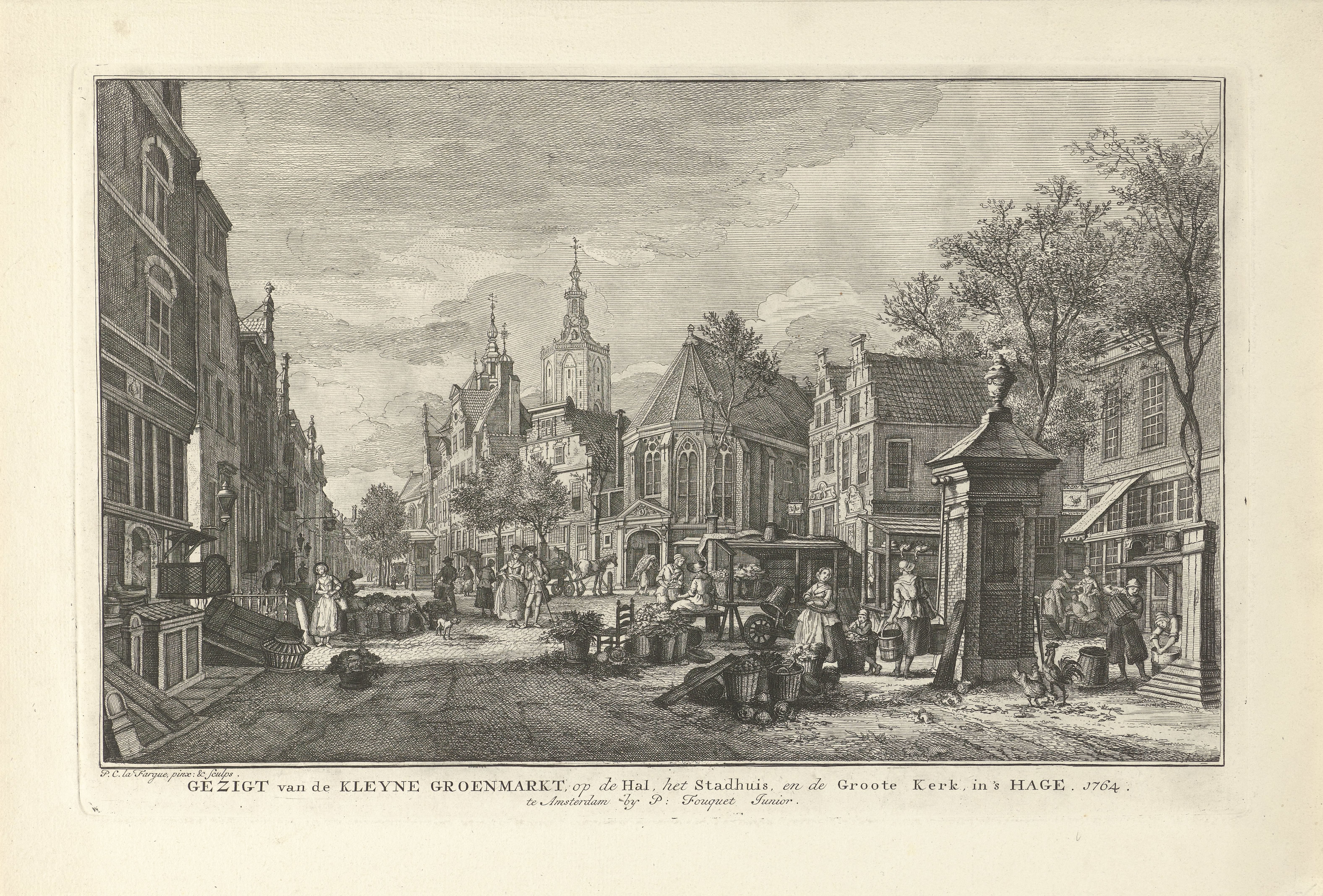 Gezicht op de Dagelijkse Groenmarkt te Den Haag