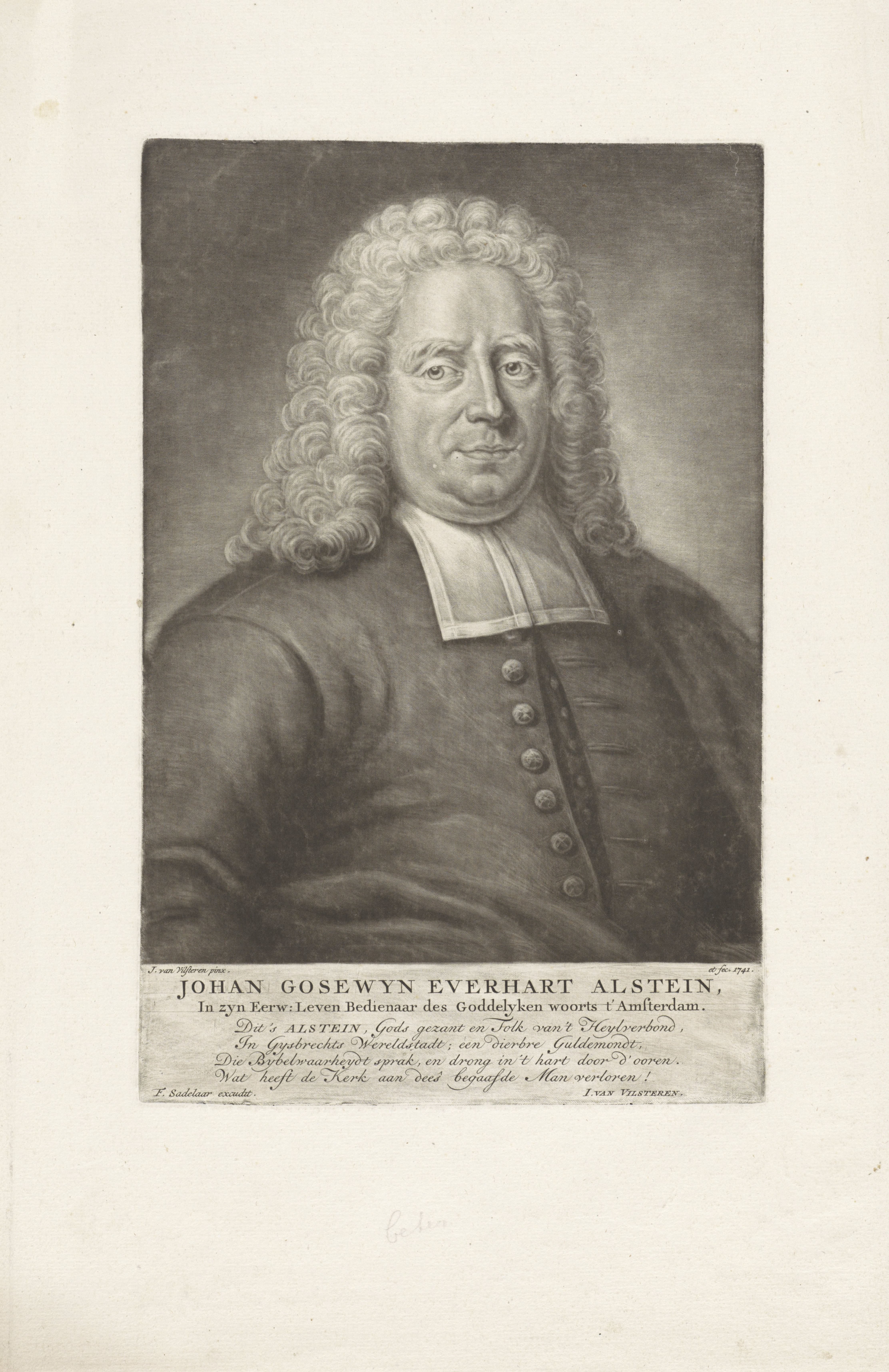 Portret van de predikant Johan Gosewyn Everhart Alstein