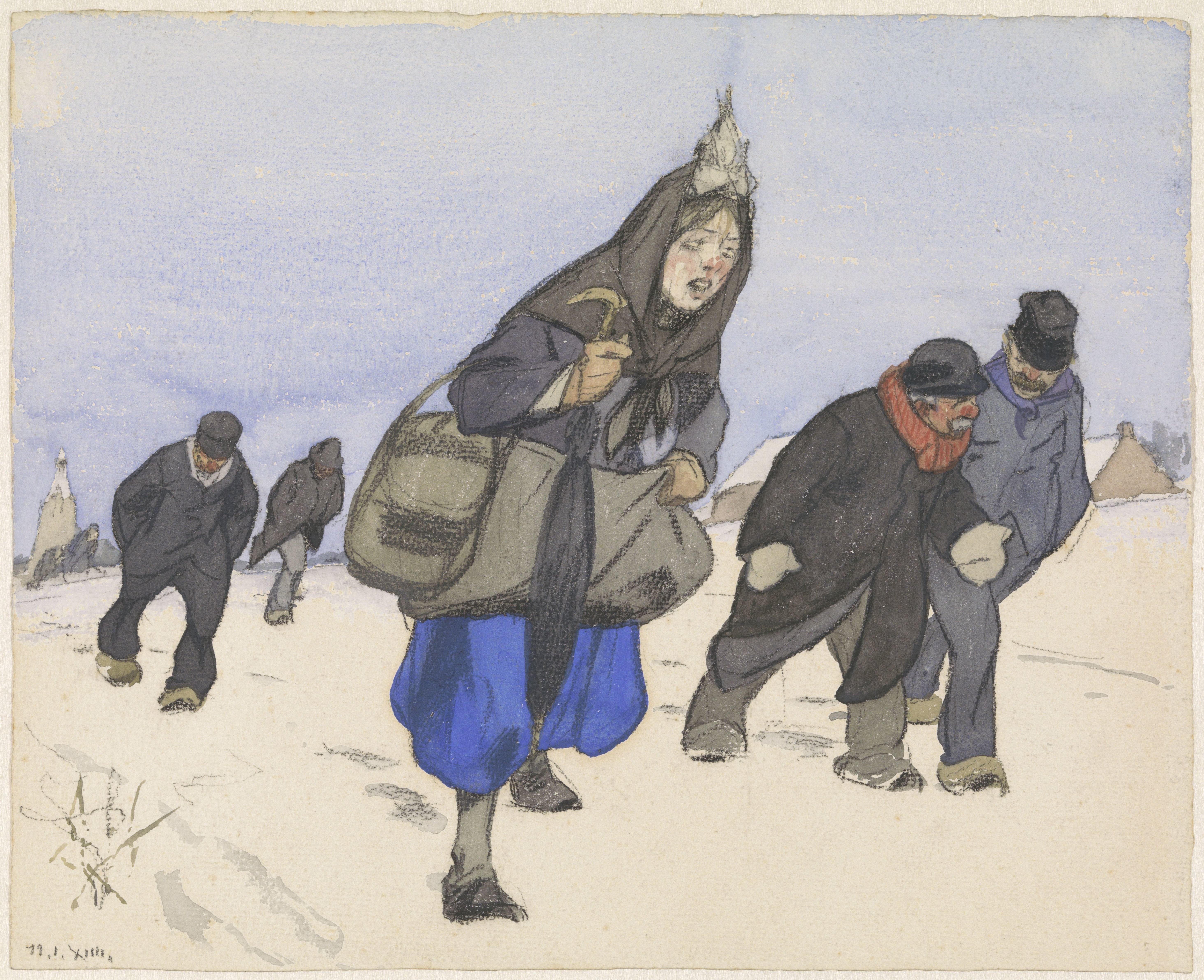 Oorlogsvluchtelingen in de sneeuw