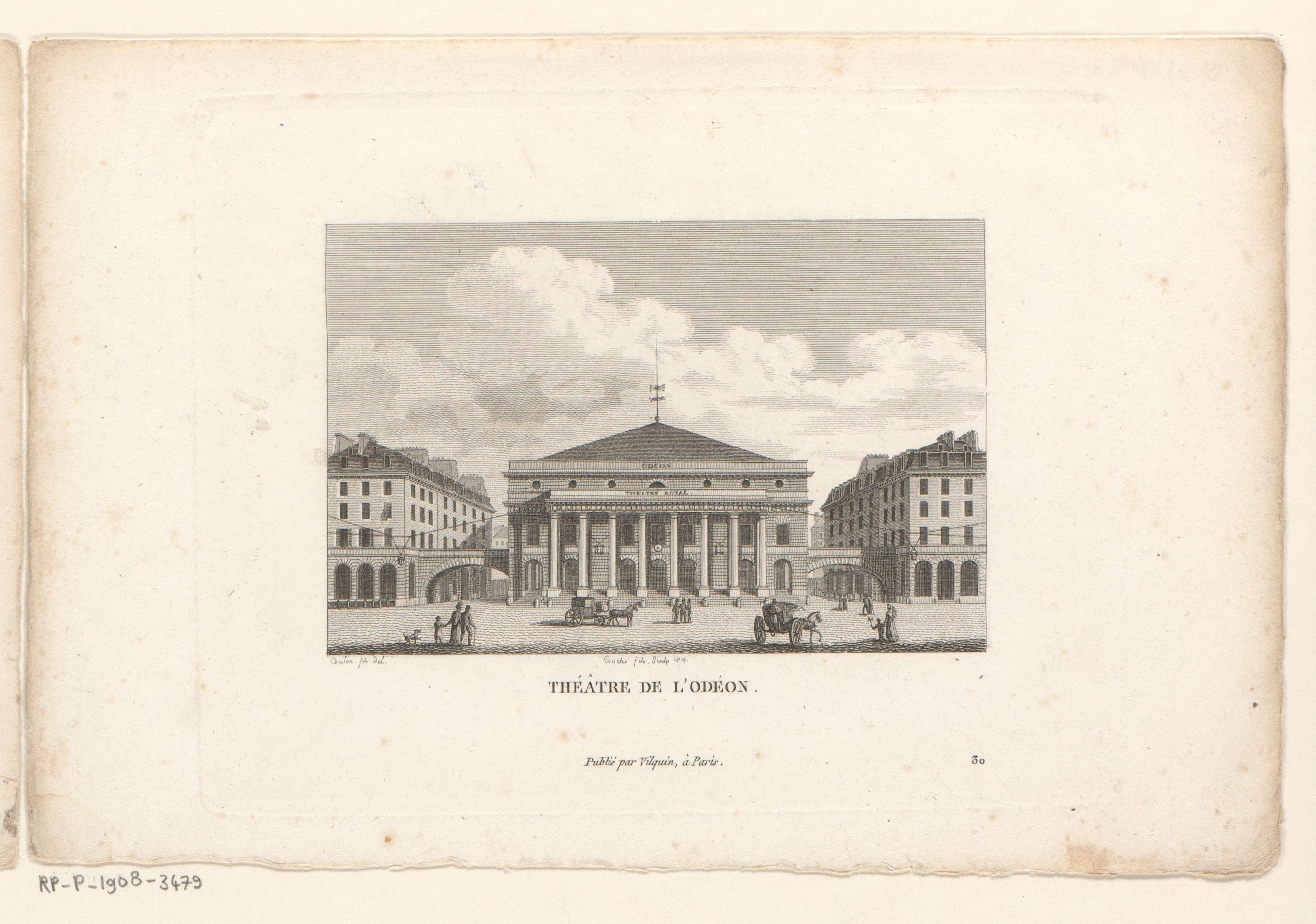 Gezicht op het Odéon-theater te Parijs