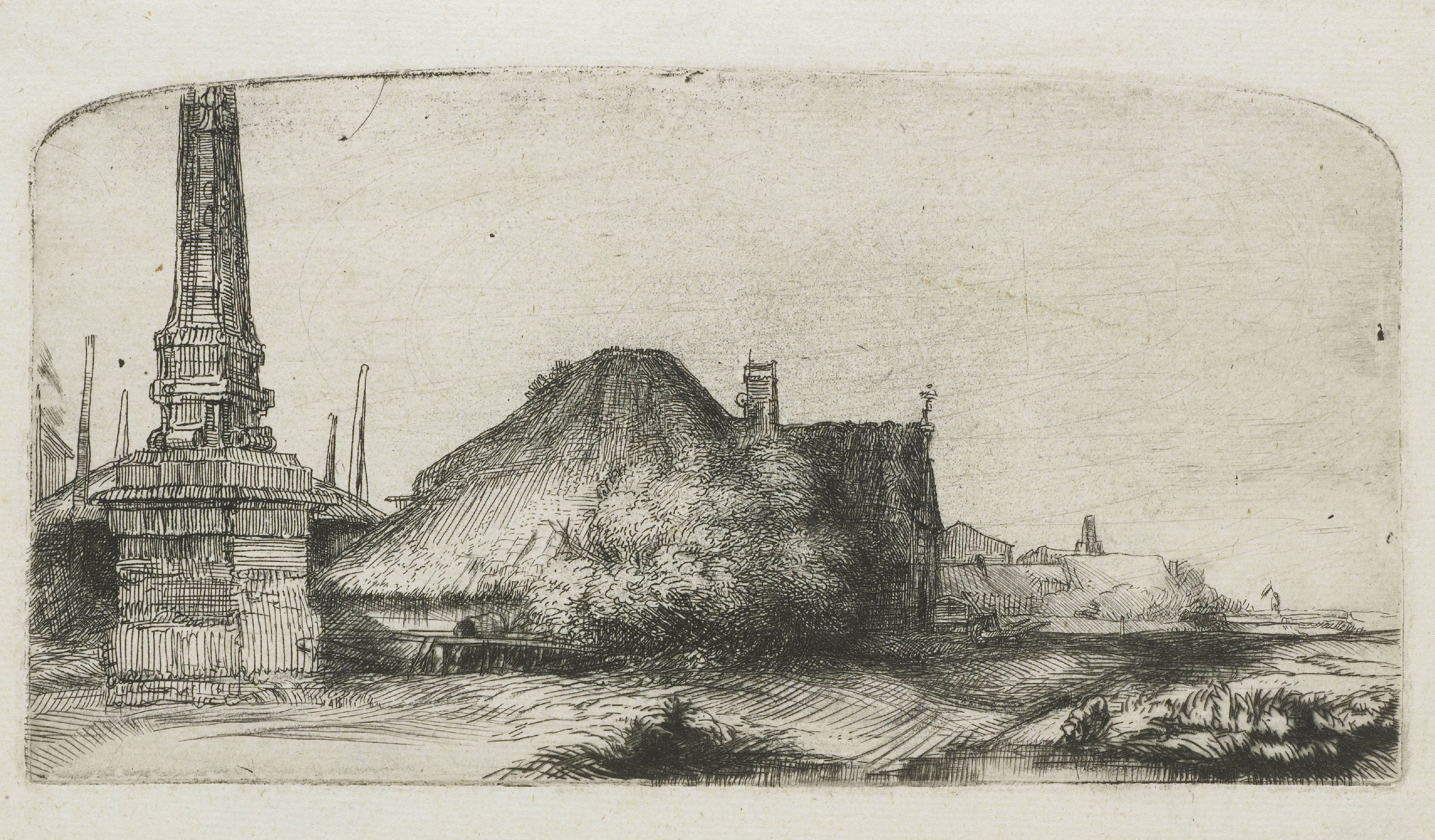 Boerenhuis en banpaal aan de Spaarndammerdijk