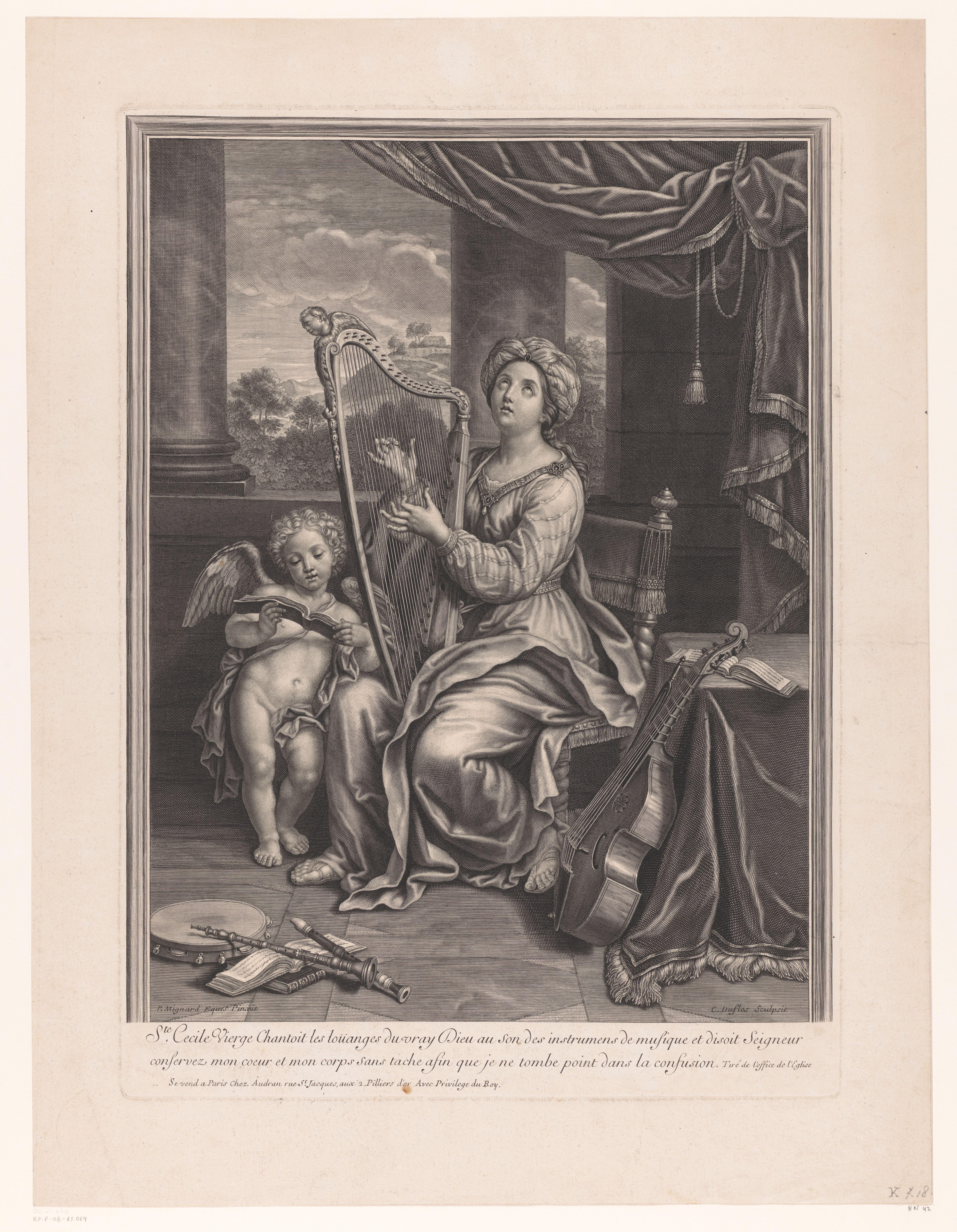 H. Cecilia met harp en engel