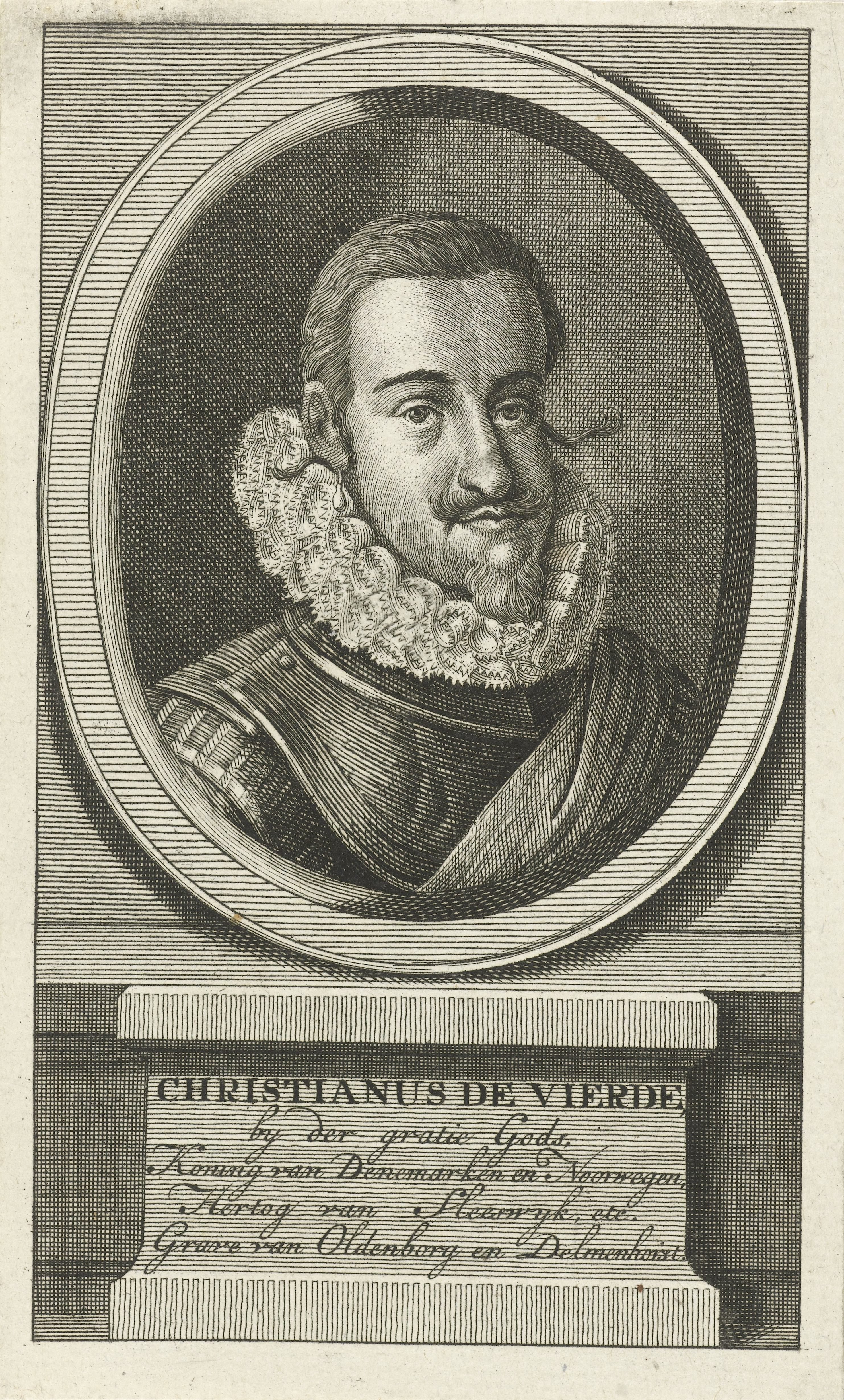 Portret van Christiaan IV, koning van Denemarken en Noorwegen
