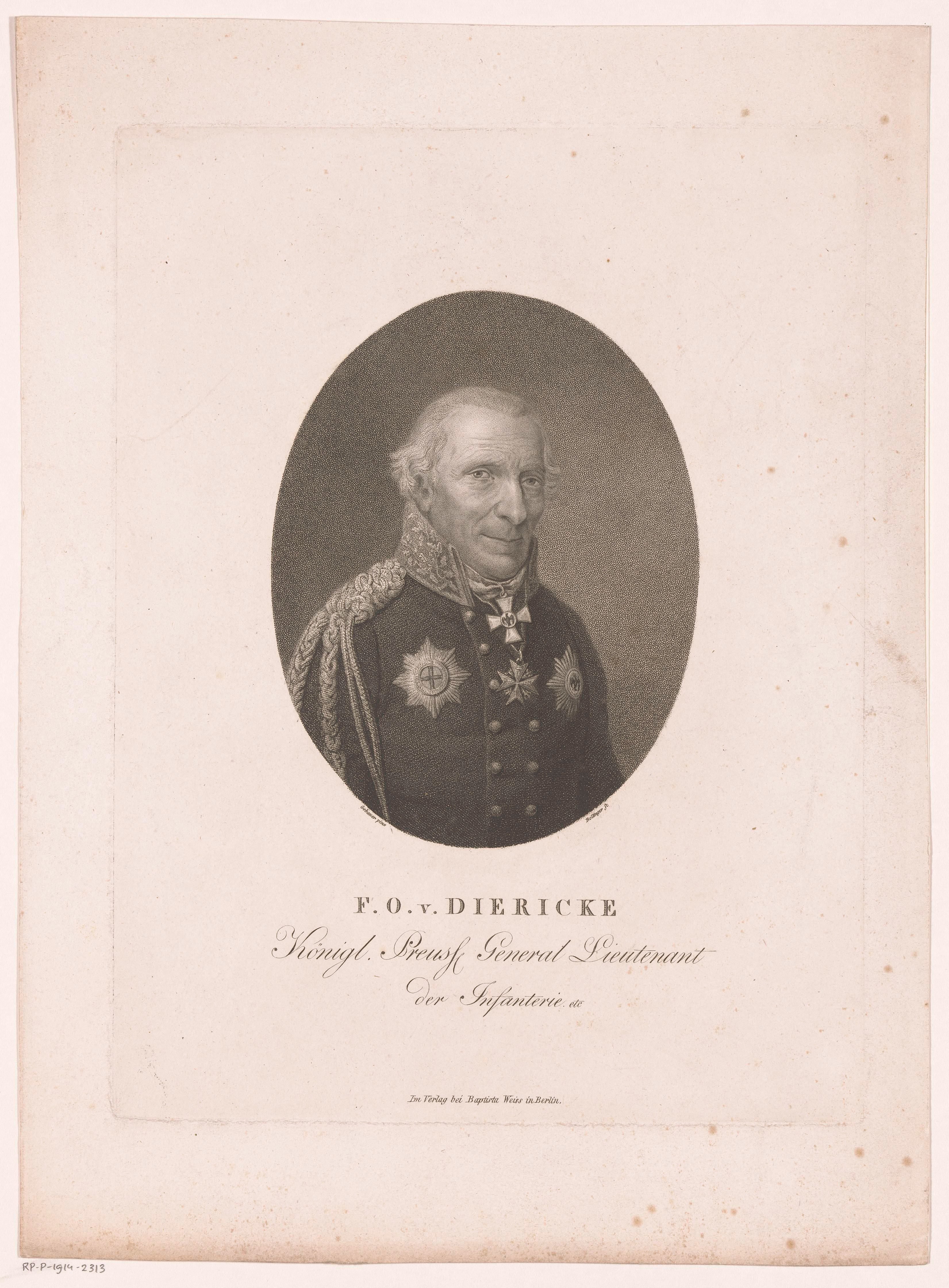 Portret van Christoph Friedrich Otto von Diericke