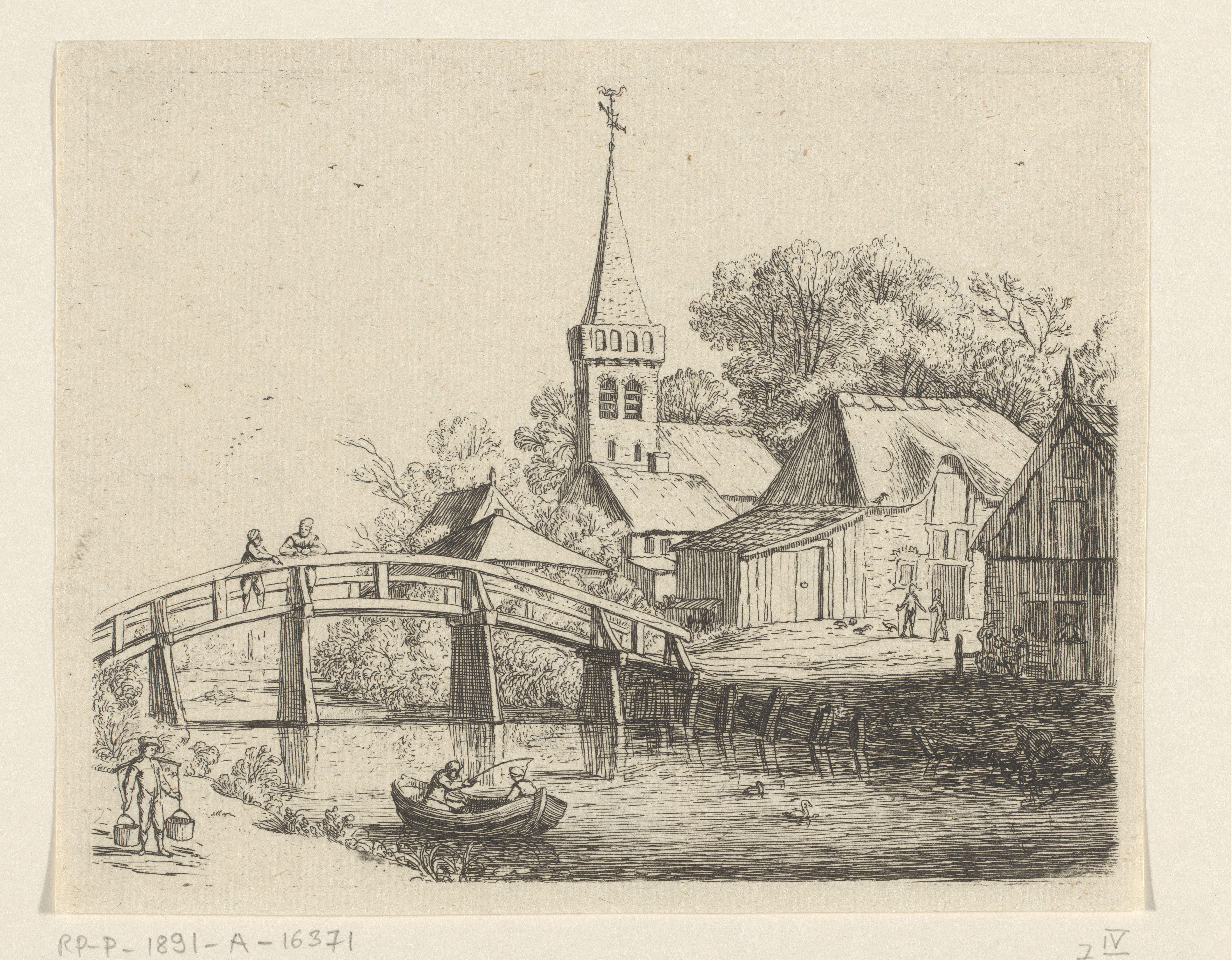 Landschap met houten brug