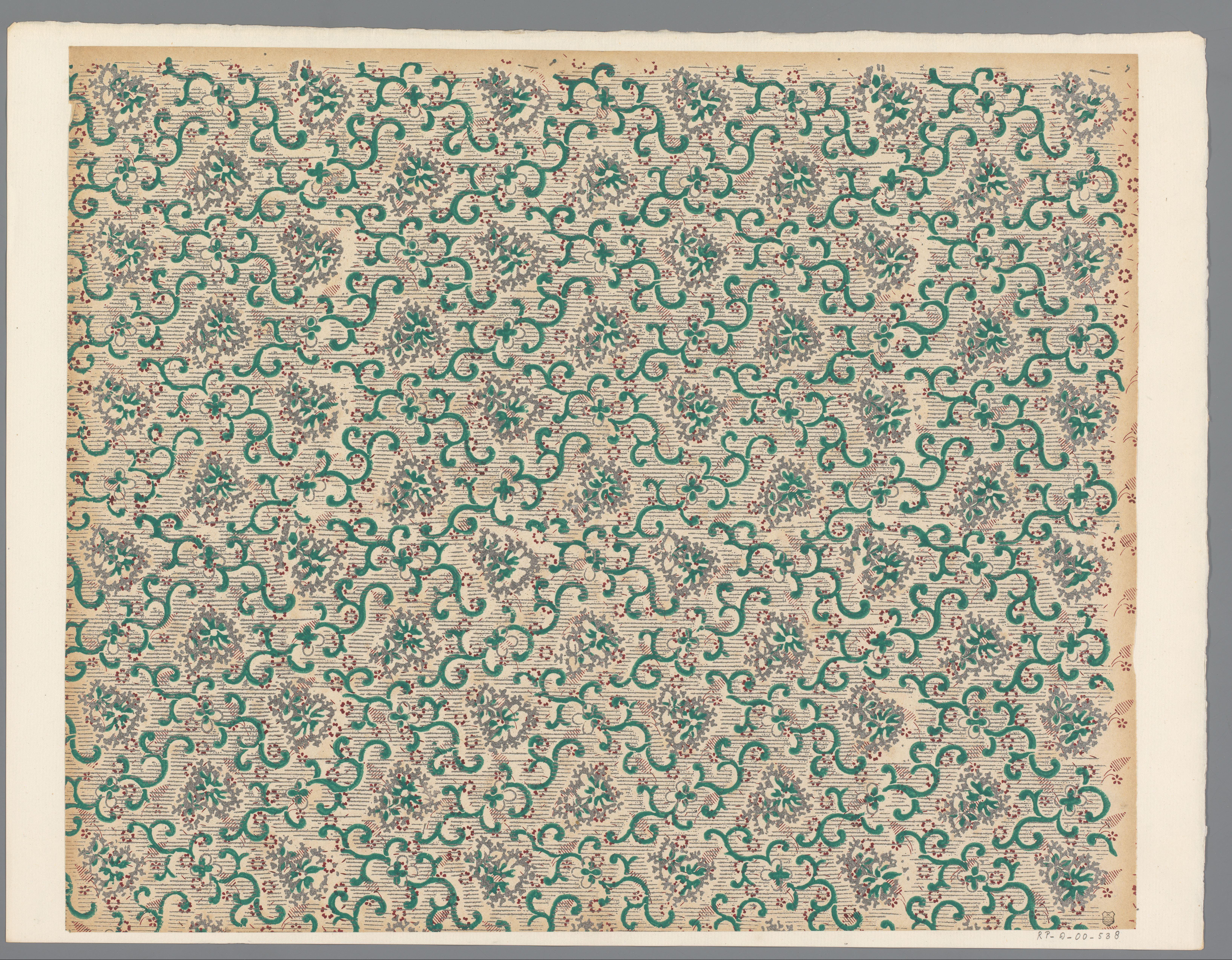 Blad met strooipatroon van ranken en bloemen