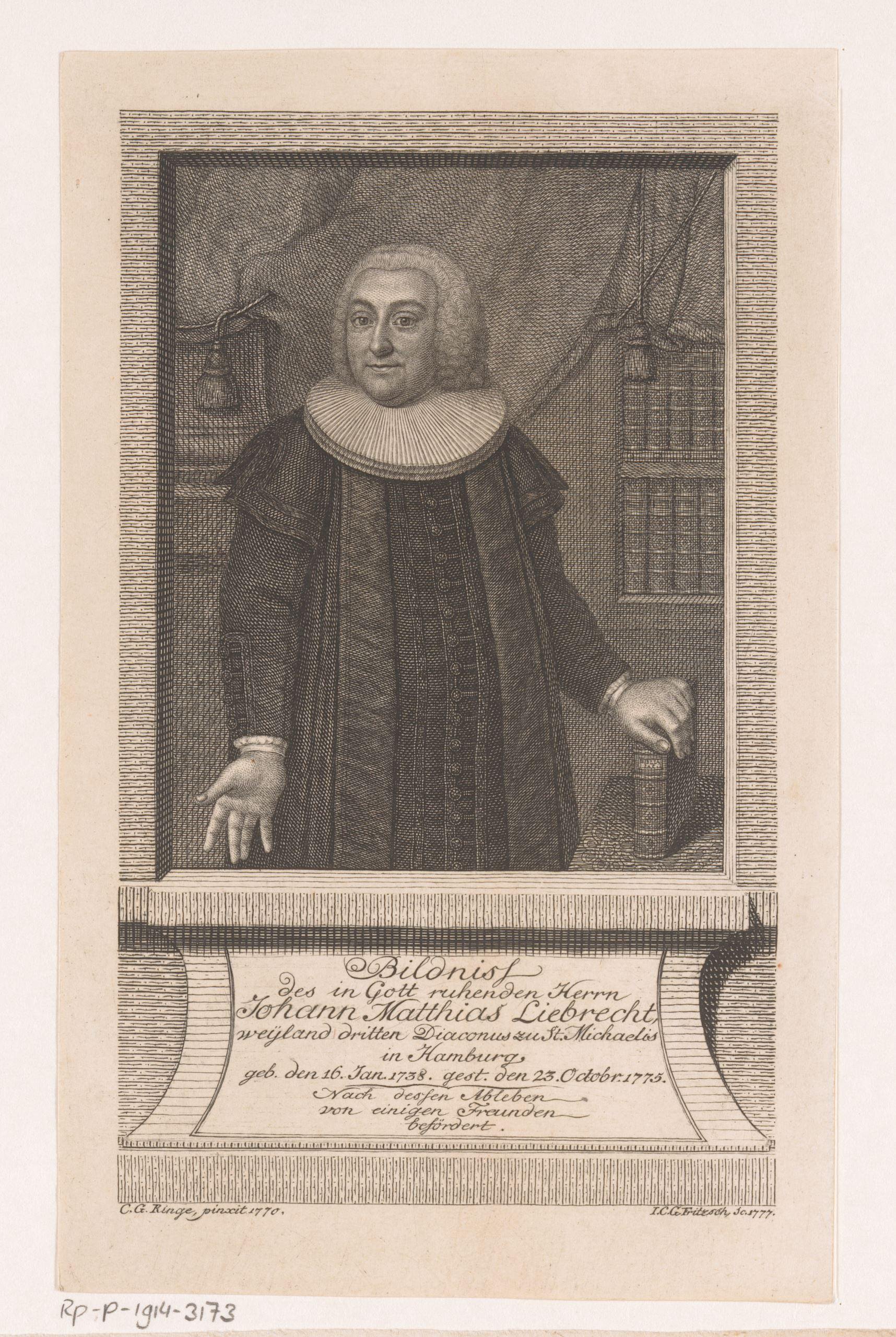 Portret van Johann Matthias Liebrecht
