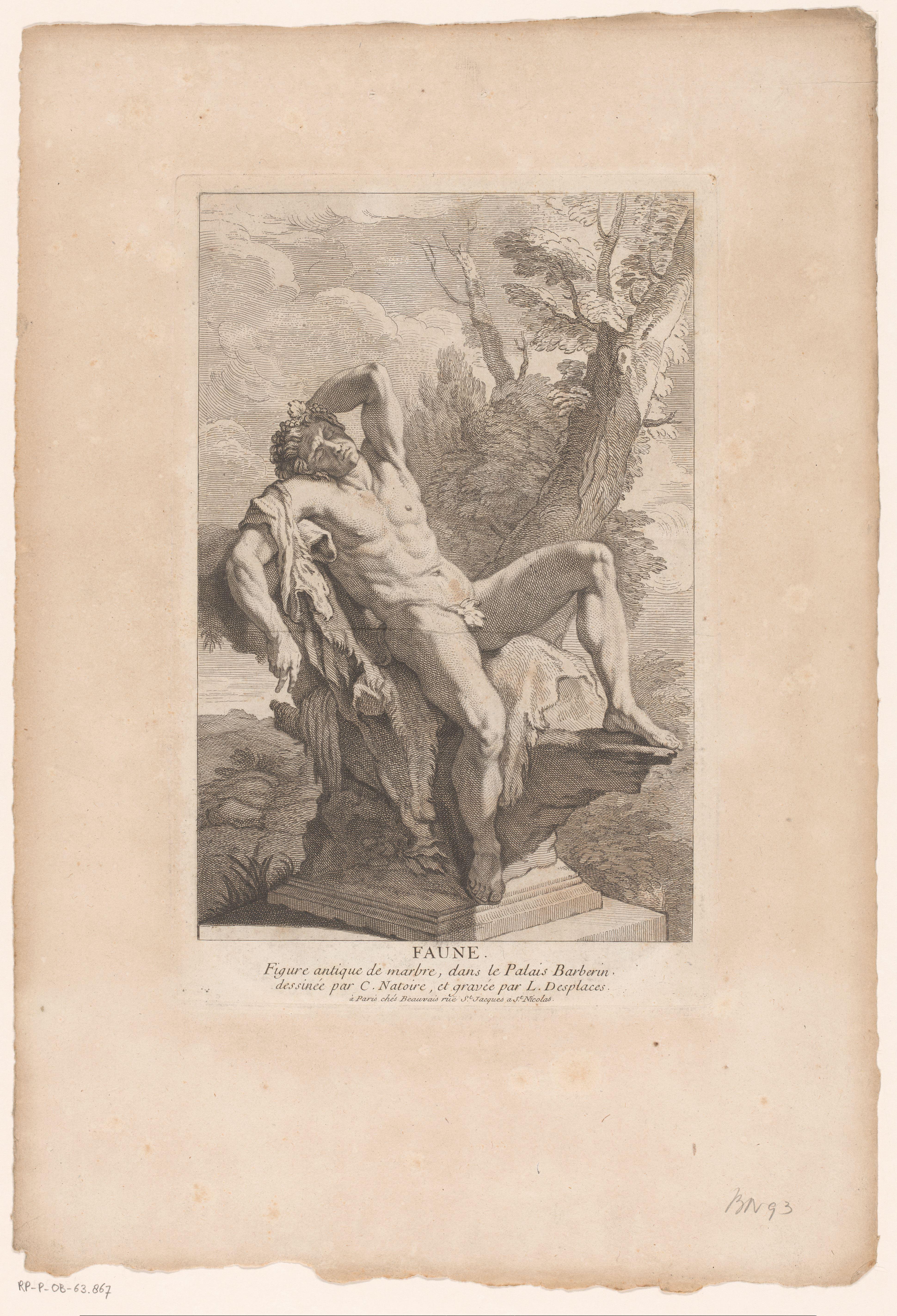 Beeld van een slapende faun