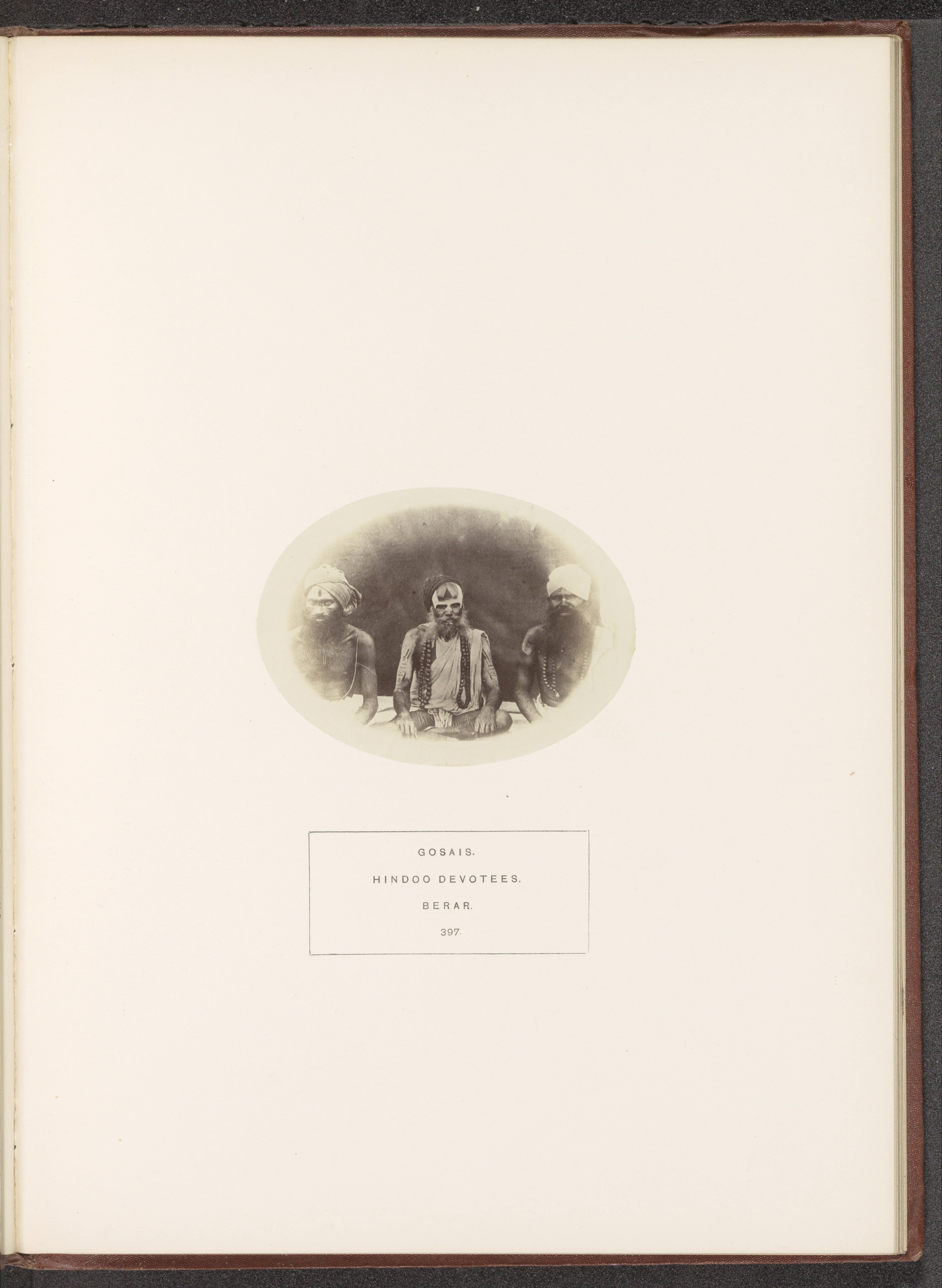 Portrait of three unknown men from the Gosain community of the former Berar in central India