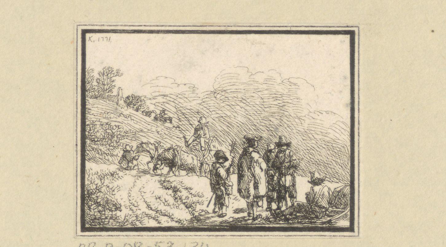 Landschap met boeren en reizigers