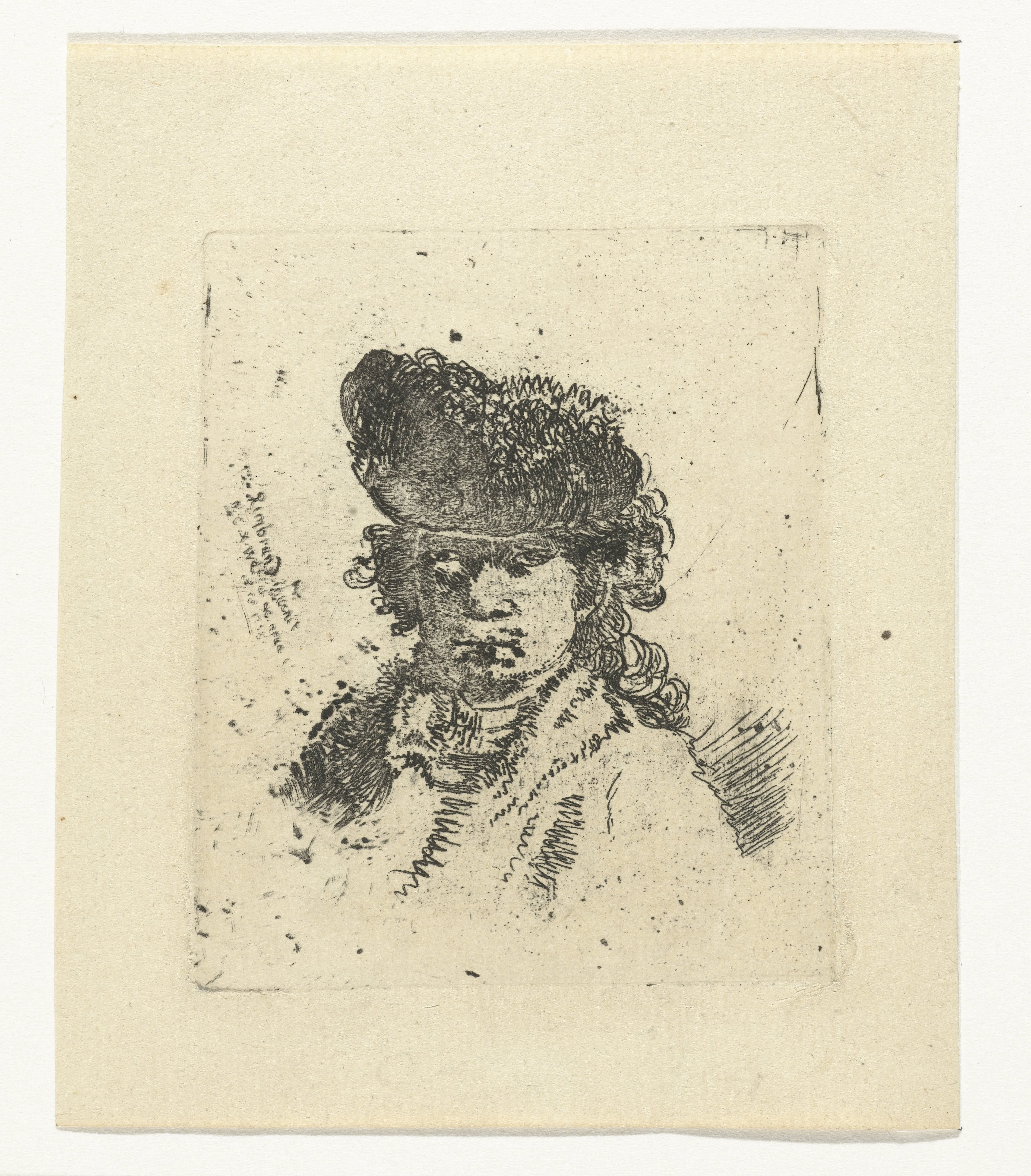 Self-portrait in a fur cap: bust