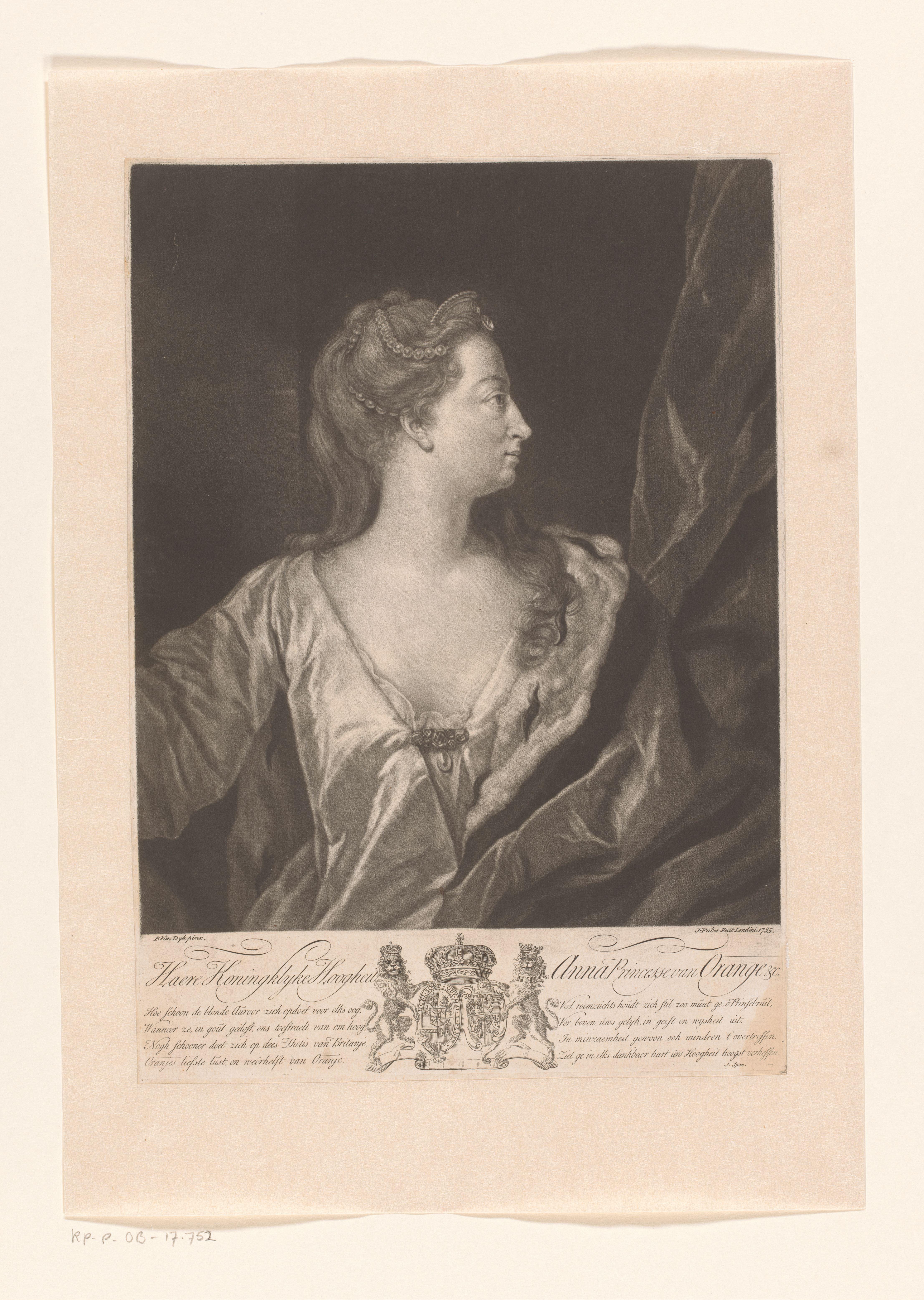 Portret van Anna van Hannover, prinses van Oranje-Nassau
