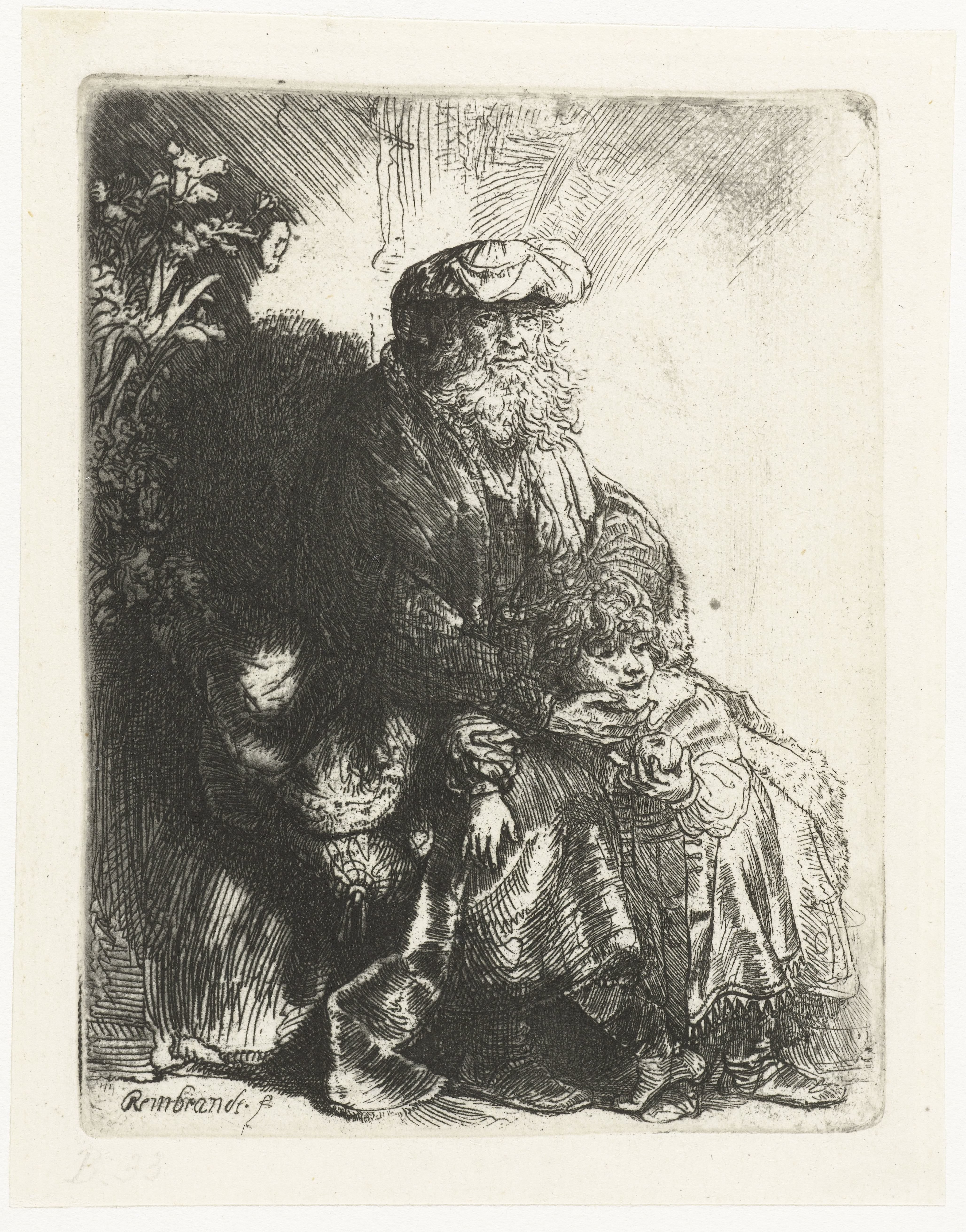 Abraham caressing Isaac