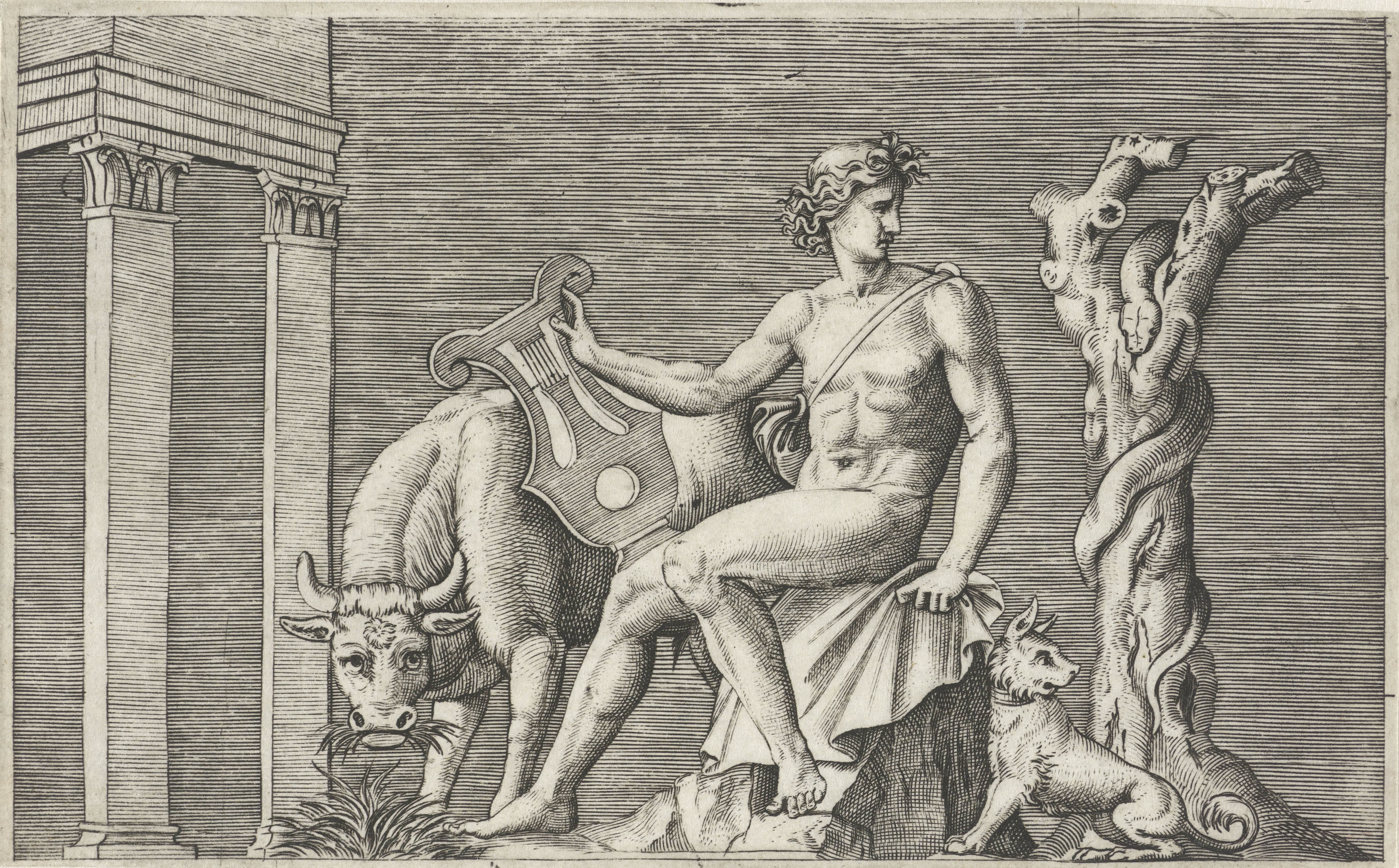 Apollo bewaakt de kudde van Admetus