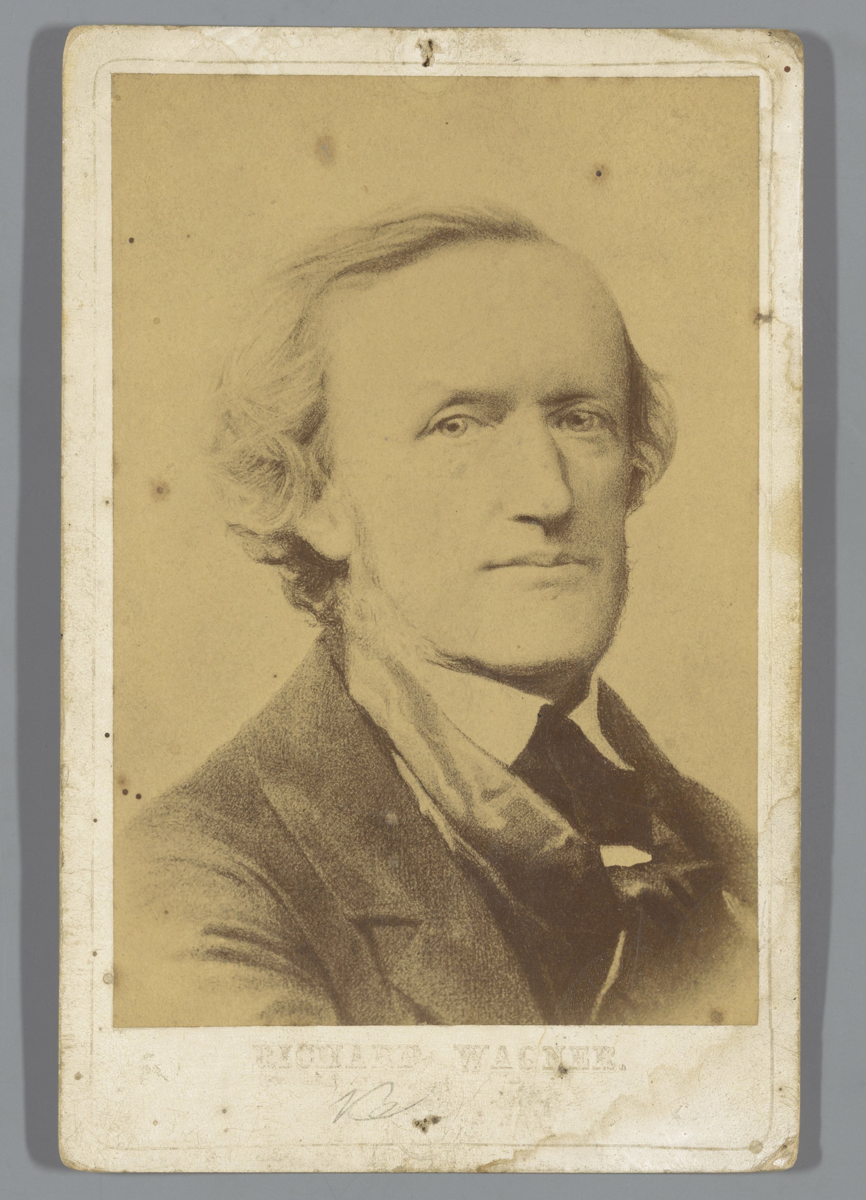 Fotoreproductie van een lithografisch portret van Richard Wagner