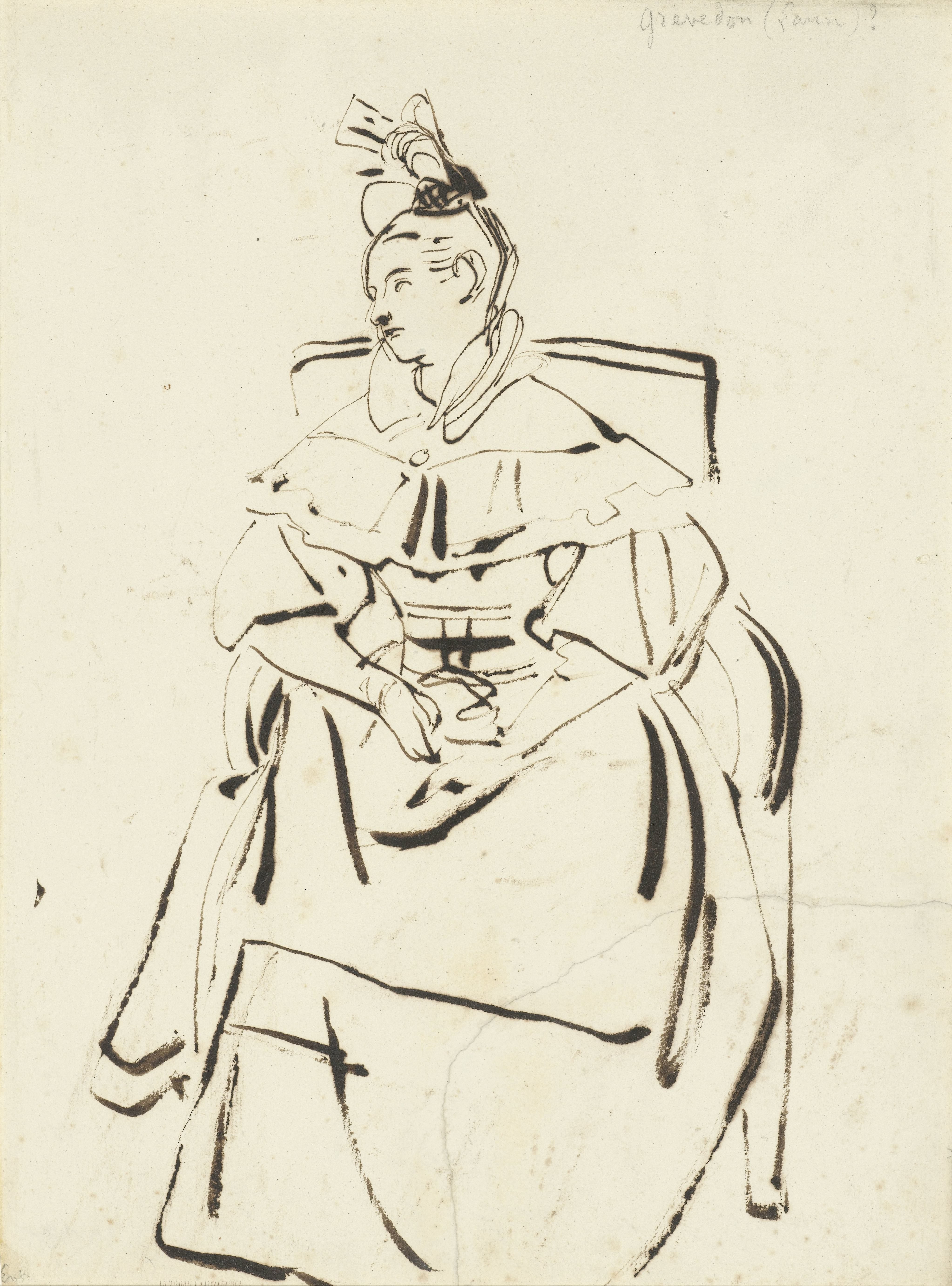 Zittende dame in een leunstoel (Laure Grevedon?)
