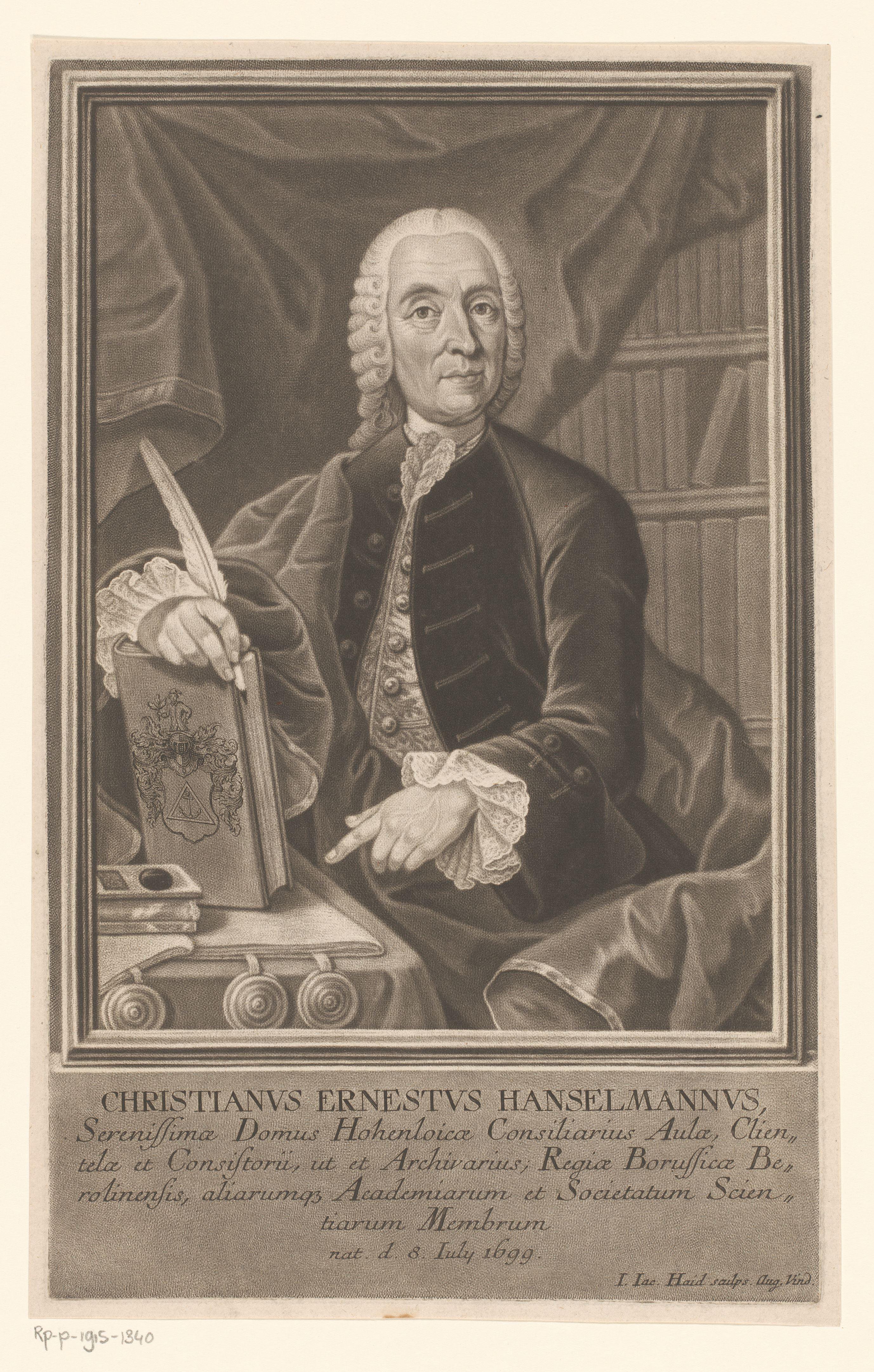 Portret van Christian Ernst Hanselmann