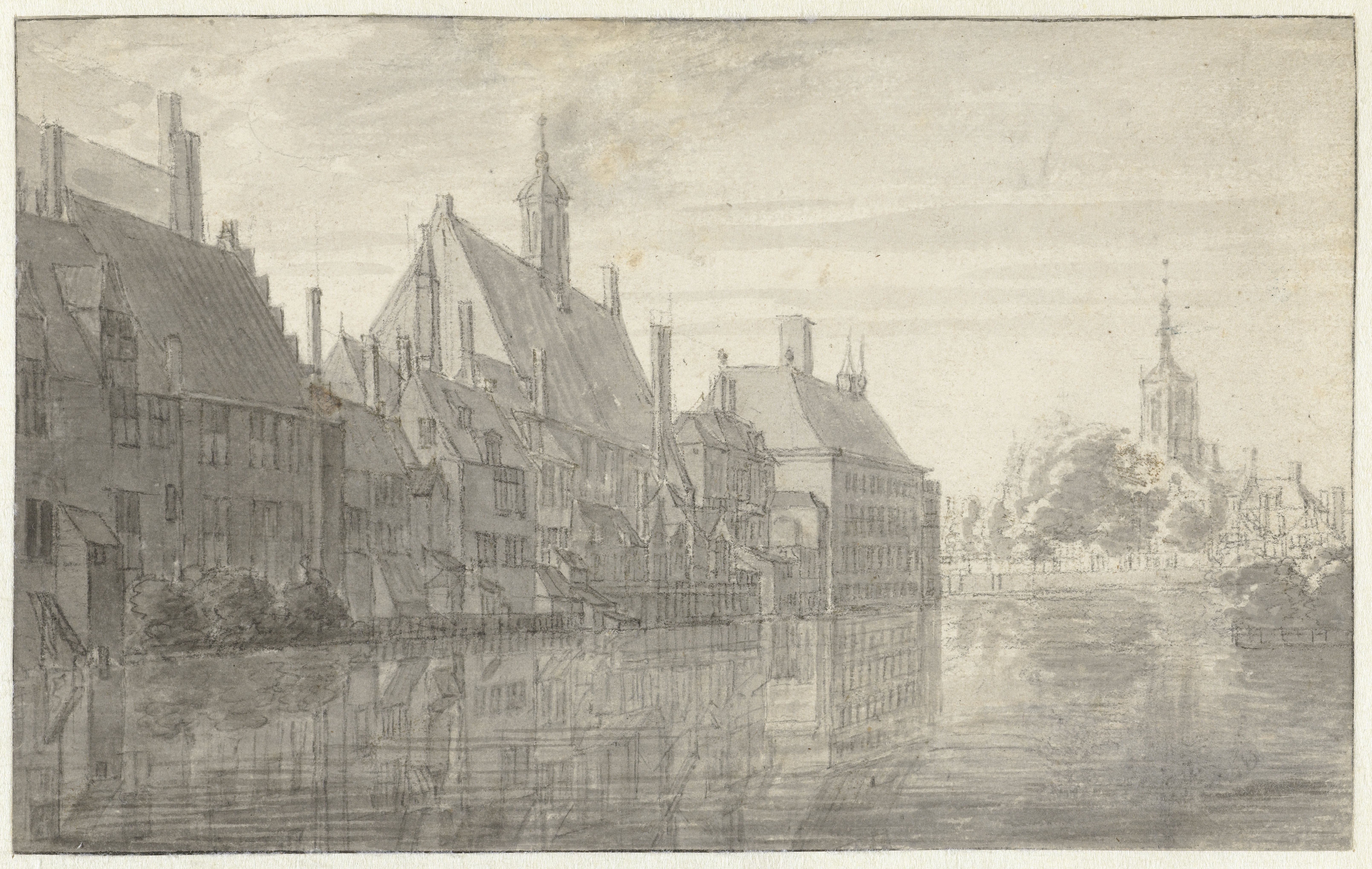 Gezicht op de gebouwen van het Binnenhof te 's-Gravenhage